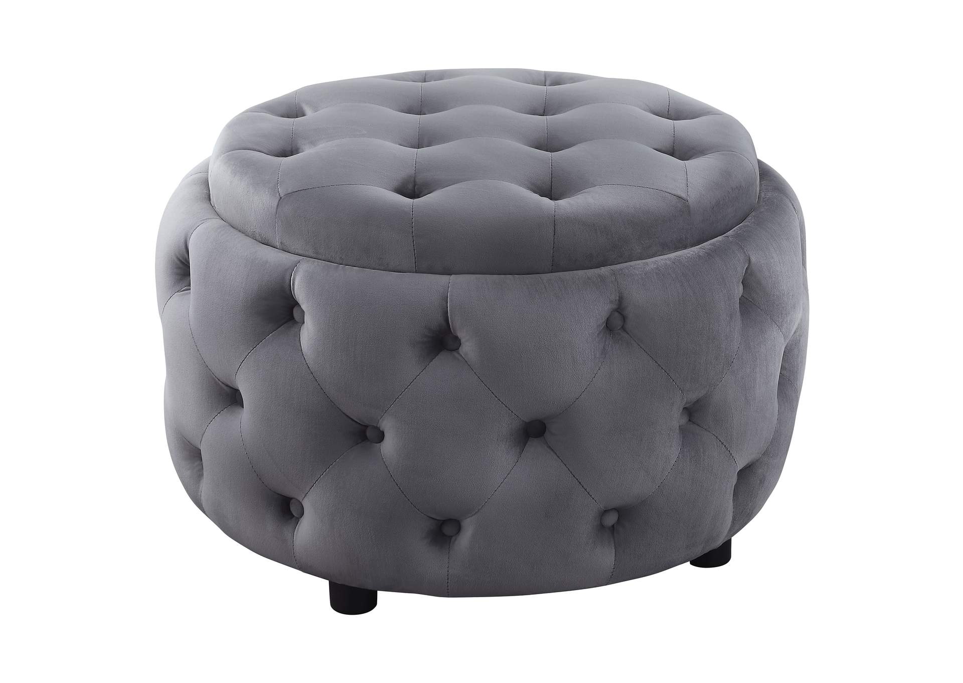 Angelina Tufted Storage Round Ottoman Steel Grey,Coaster Furniture