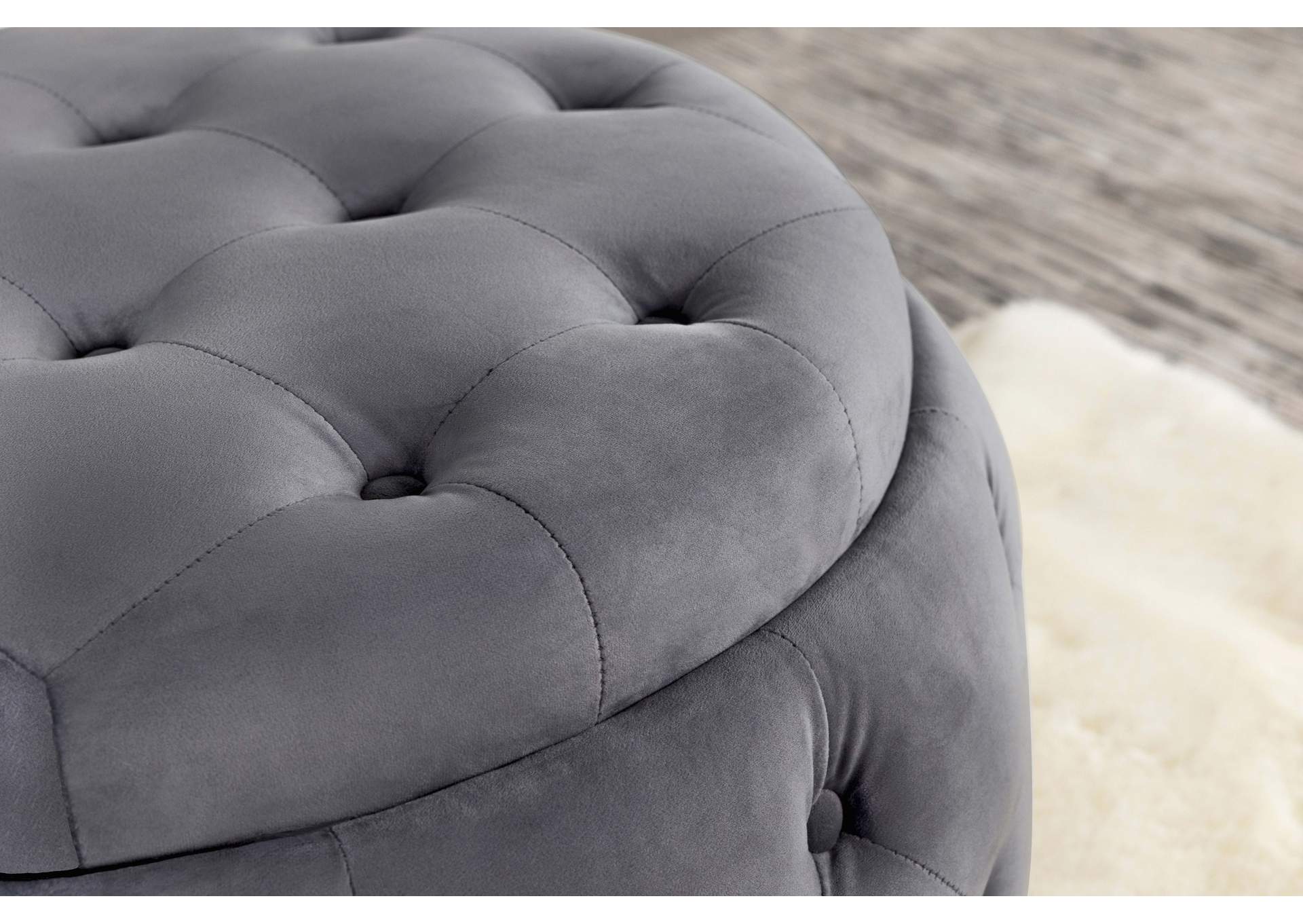 Angelina Tufted Storage Round Ottoman Steel Grey,Coaster Furniture