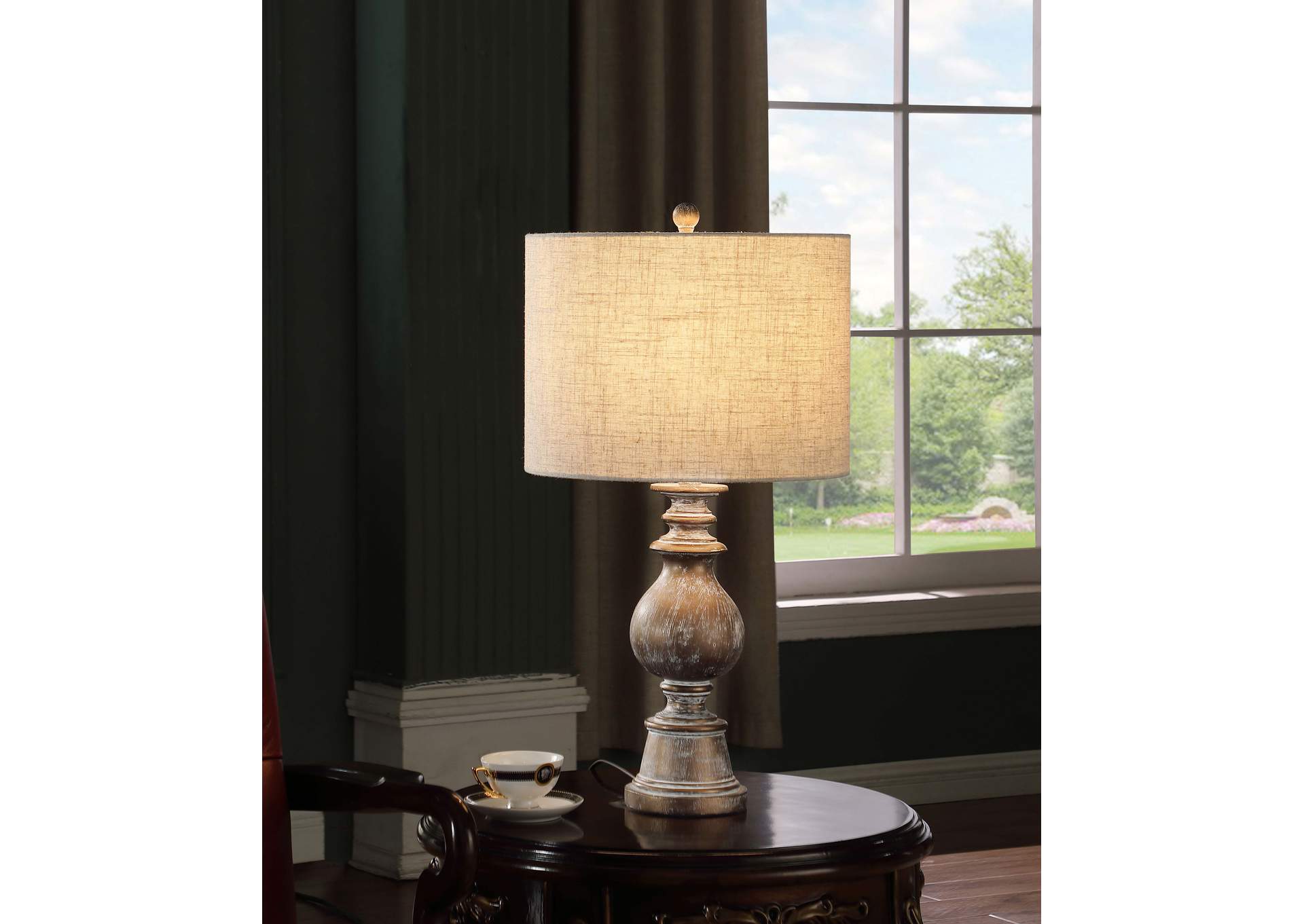 Brie Drum Shade Table Lamp Oatmeal and Antique Gold,Coaster Furniture