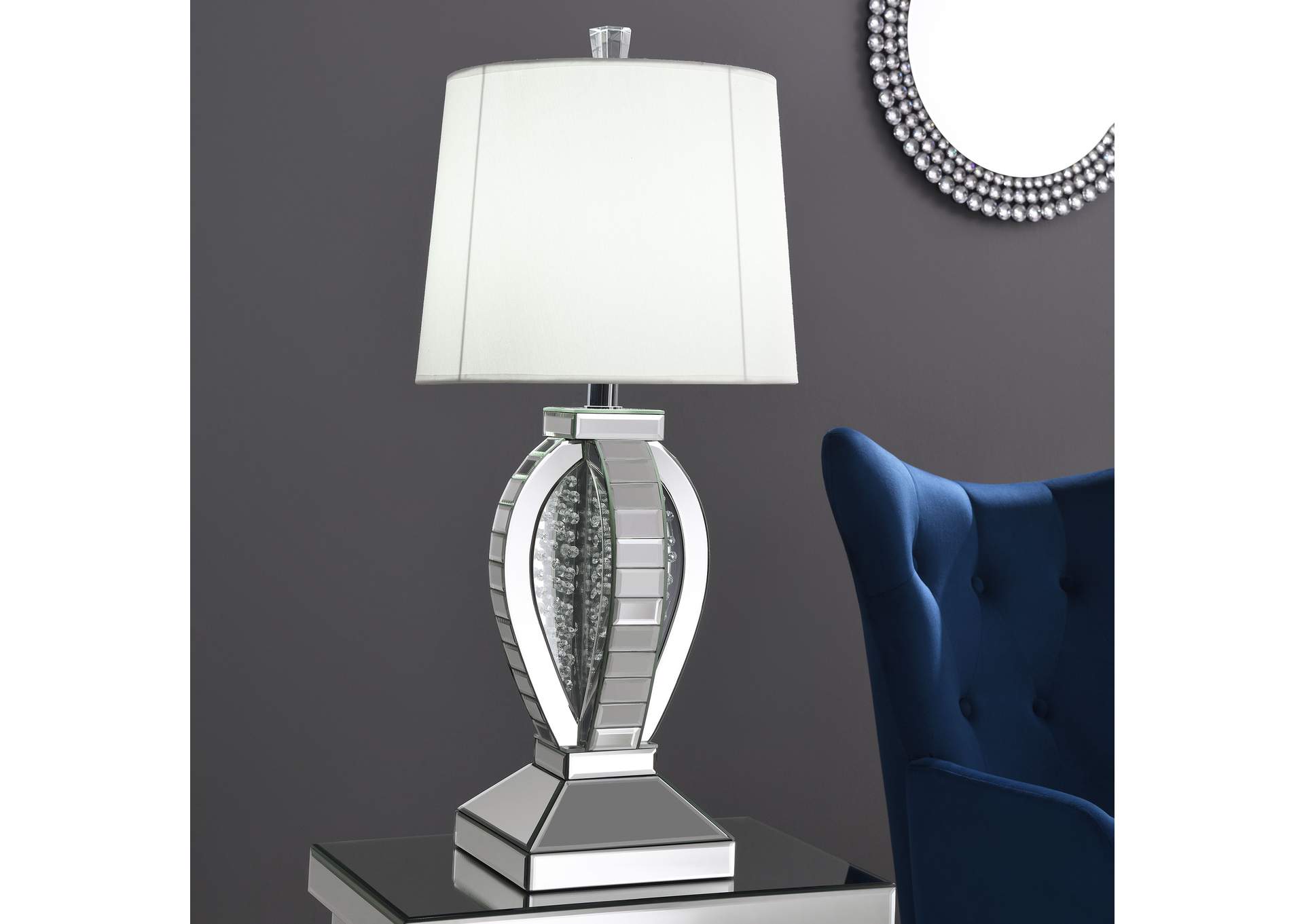 Klein Table Lamp with Drum Shade White and Mirror,Coaster Furniture