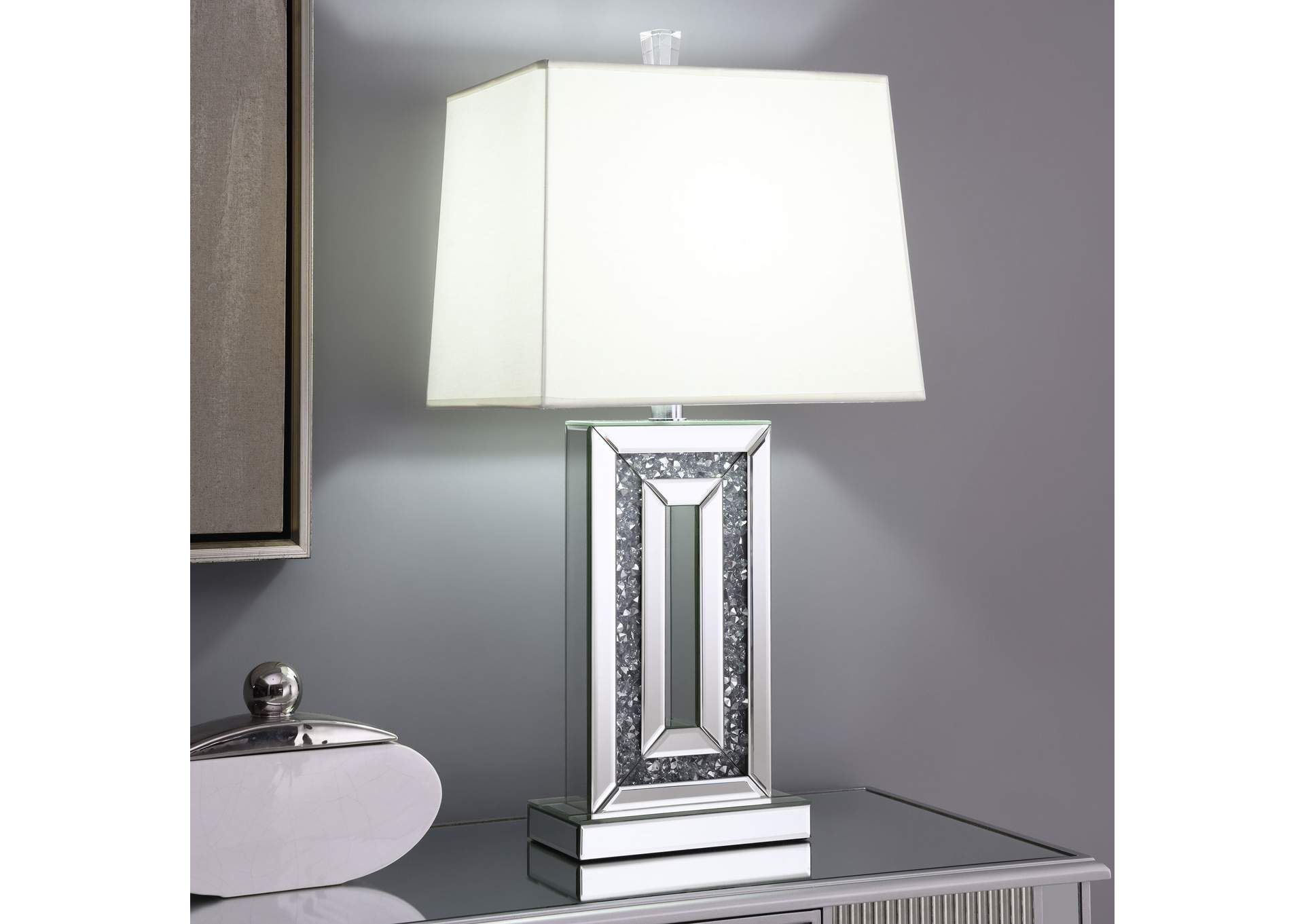 Ayelet Table Lamp with Square Shade White and Mirror,Coaster Furniture