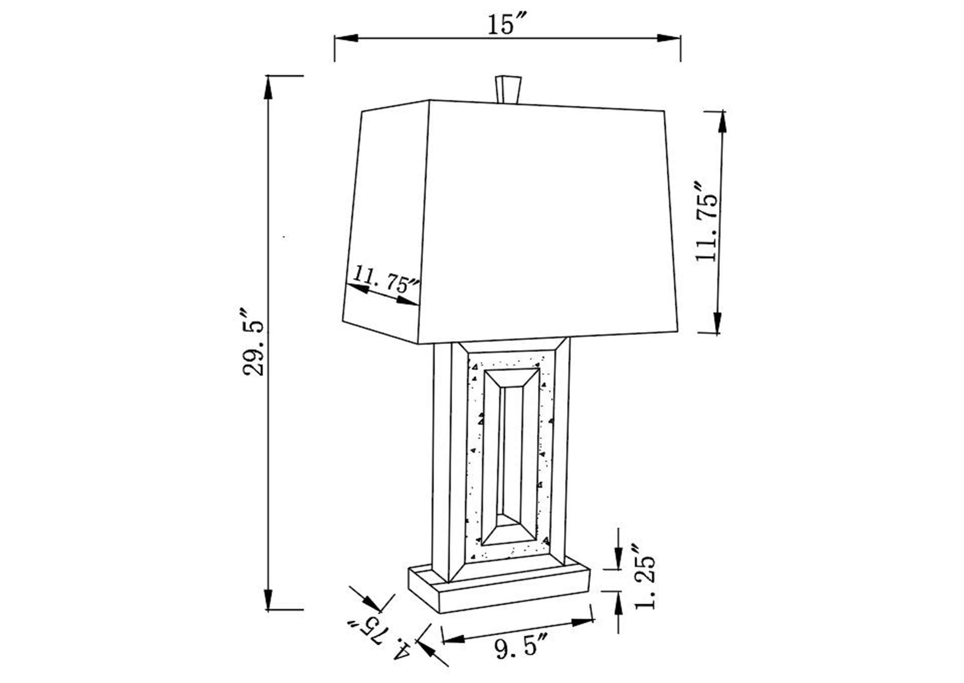 Ayelet Table Lamp with Square Shade White and Mirror,Coaster Furniture