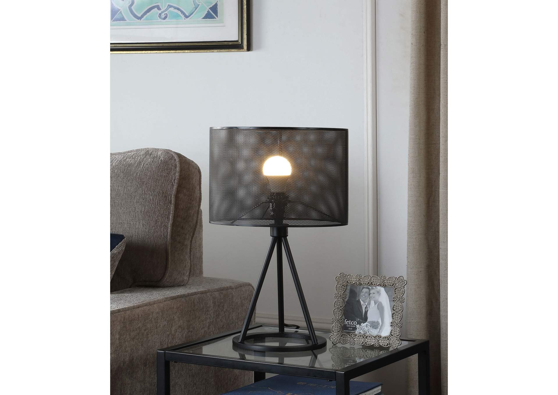 Chapin Metal Mesh Shade Table Lamp Matte Black,Coaster Furniture