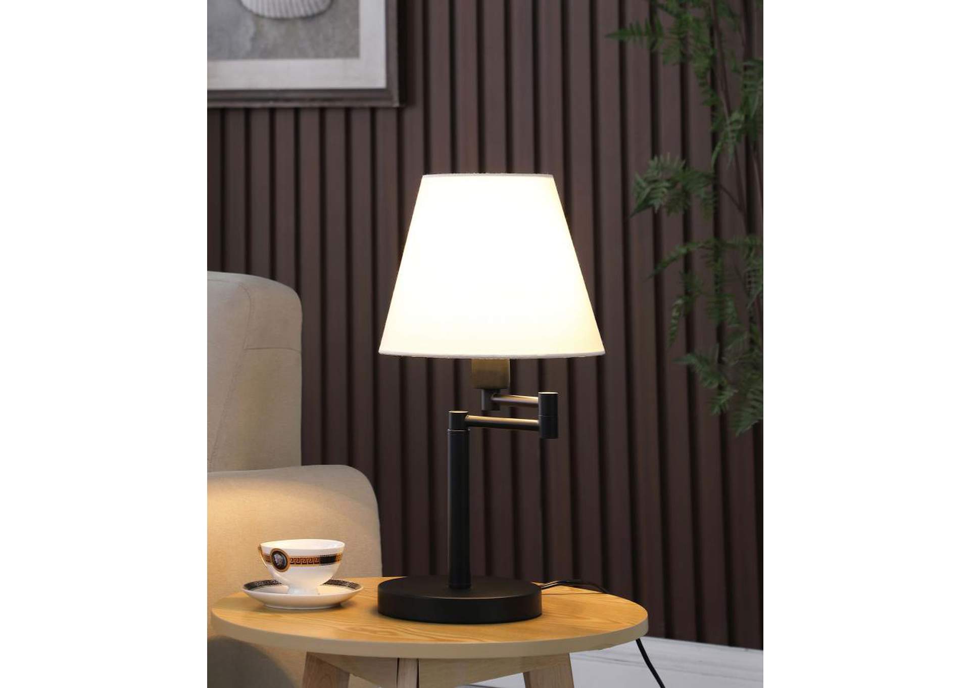 Colombe Rotatable Frame Table Lamp Off White And Matte Black,Coaster Furniture