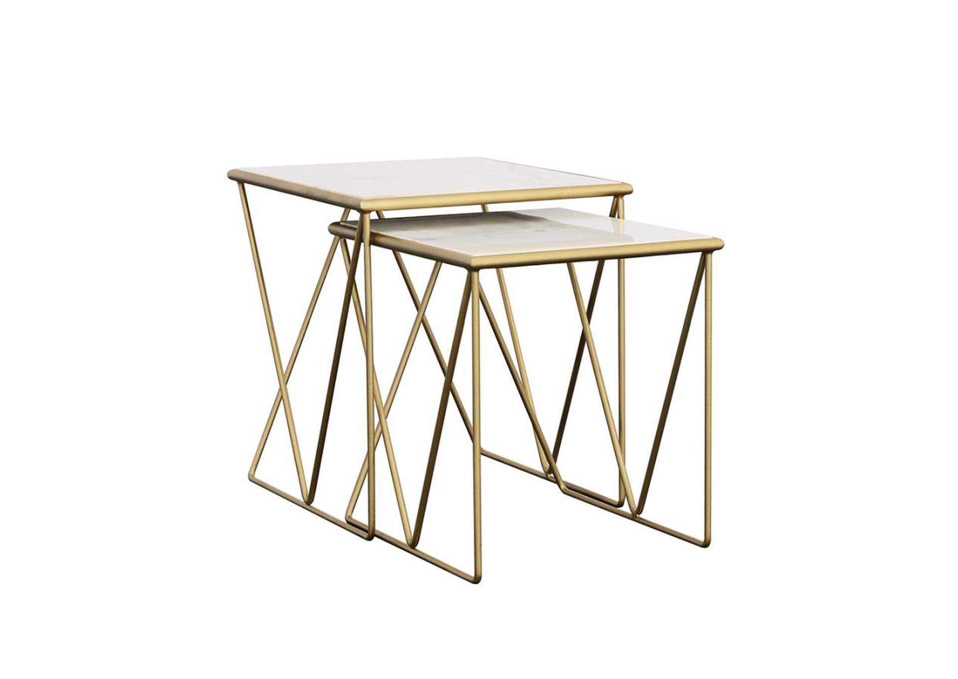 Bette 2 - piece Nesting Table Set White and Gold,Coaster Furniture