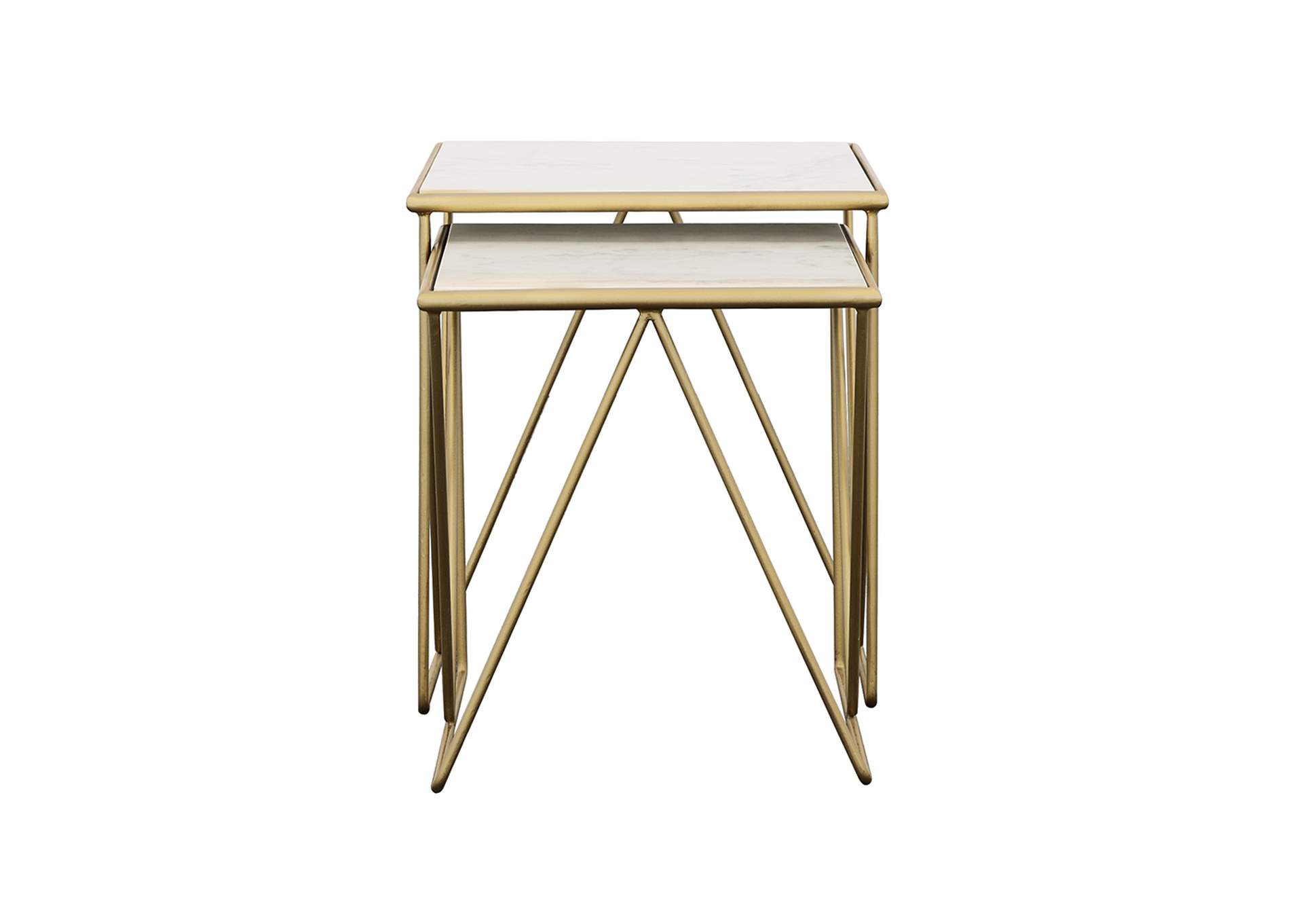 Bette 2-piece Nesting Table Set White and Gold,Coaster Furniture