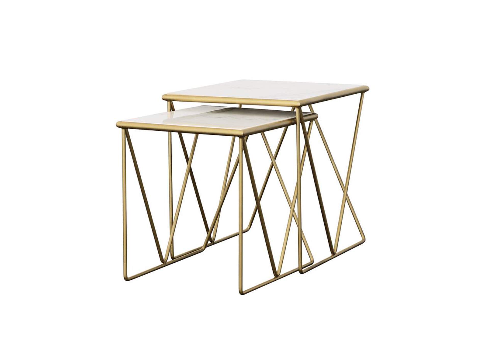 Bette 2 - piece Nesting Table Set White and Gold,Coaster Furniture