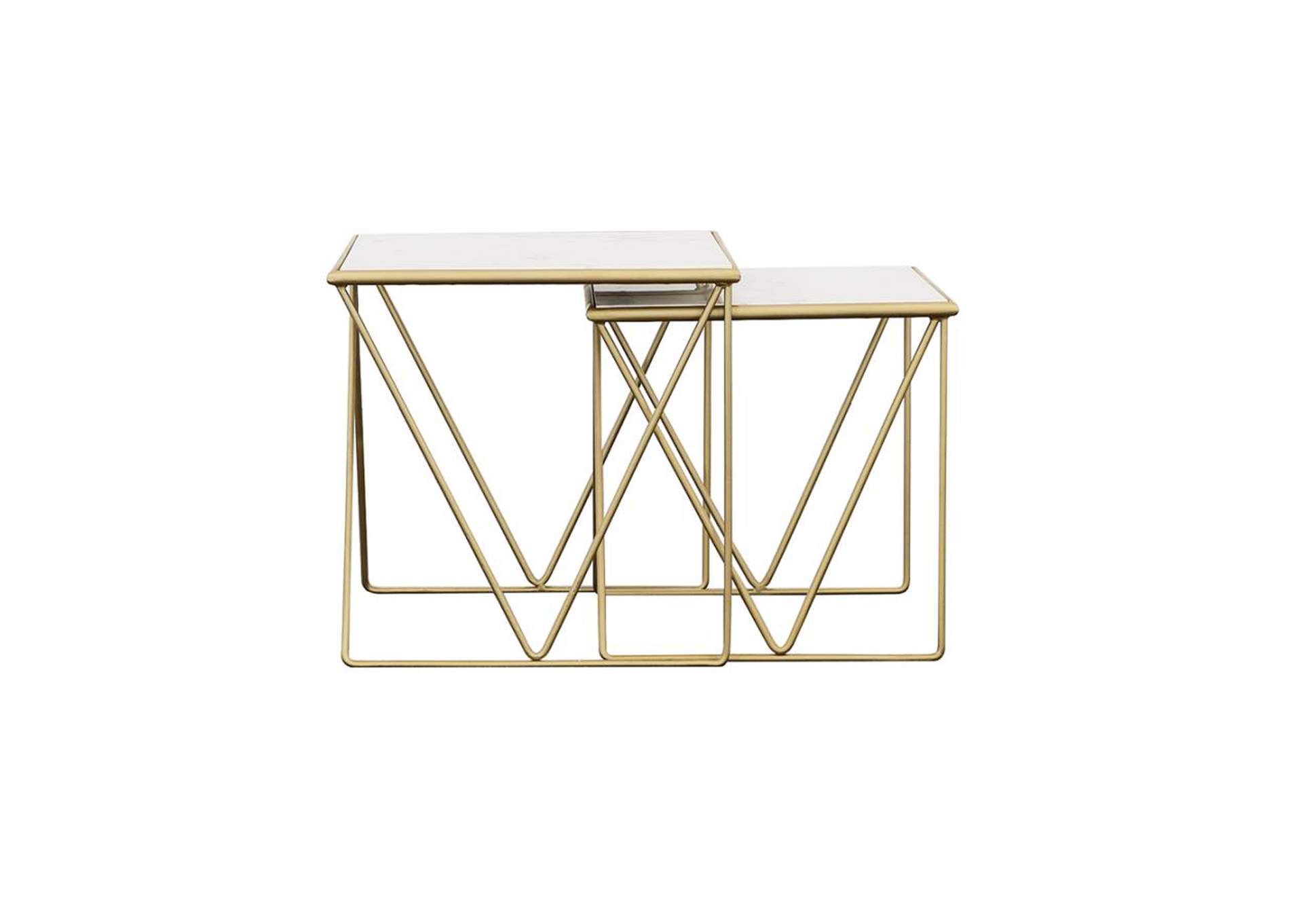 2-Piece Nesting Table Set White And Gold,Coaster Furniture