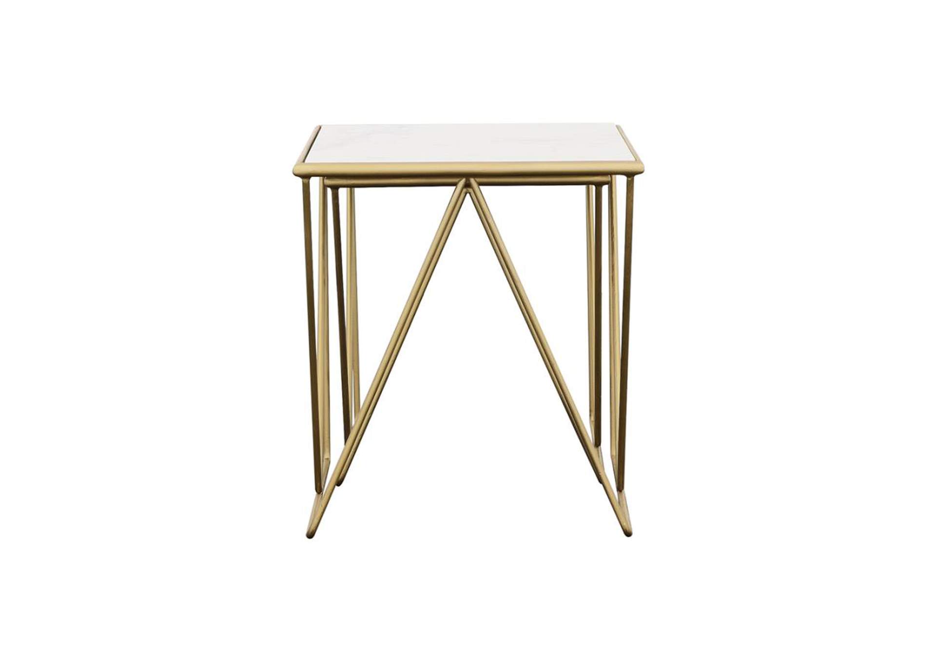 2-piece Nesting Table Set White and Gold,Coaster Furniture