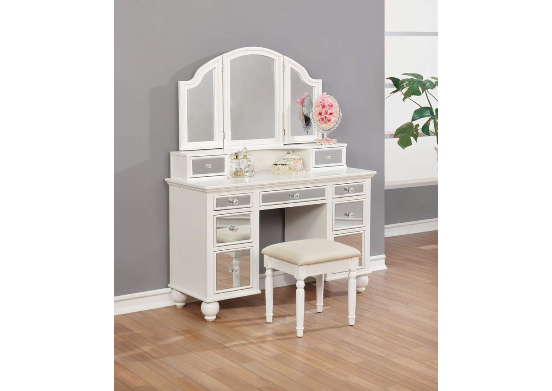 Reinhart 2-piece Vanity Set White and Beige,Coaster Furniture