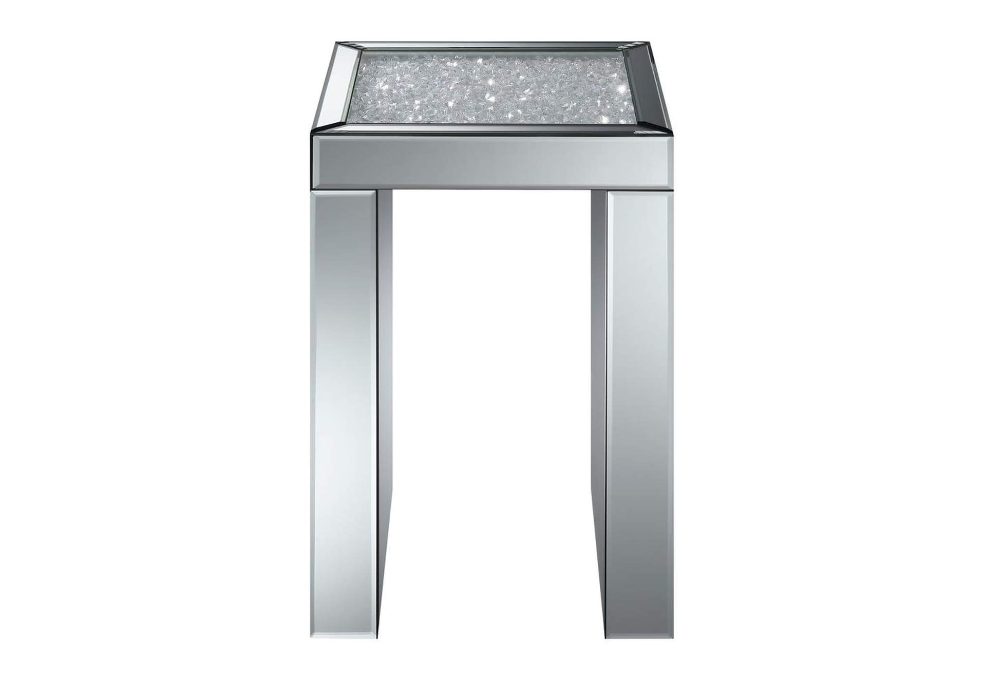 Silver Contemporary Mirrored Side Table,Coaster Furniture