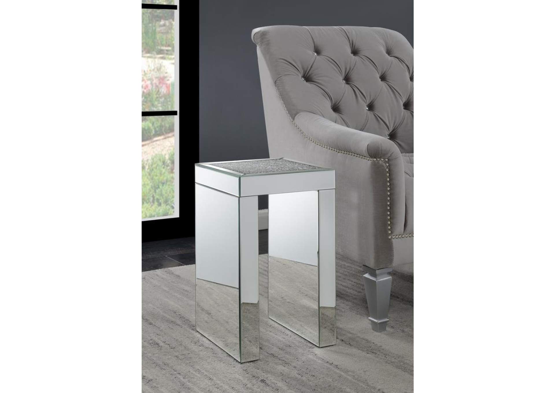 Square Chairside Table Clear Mirror,Coaster Furniture