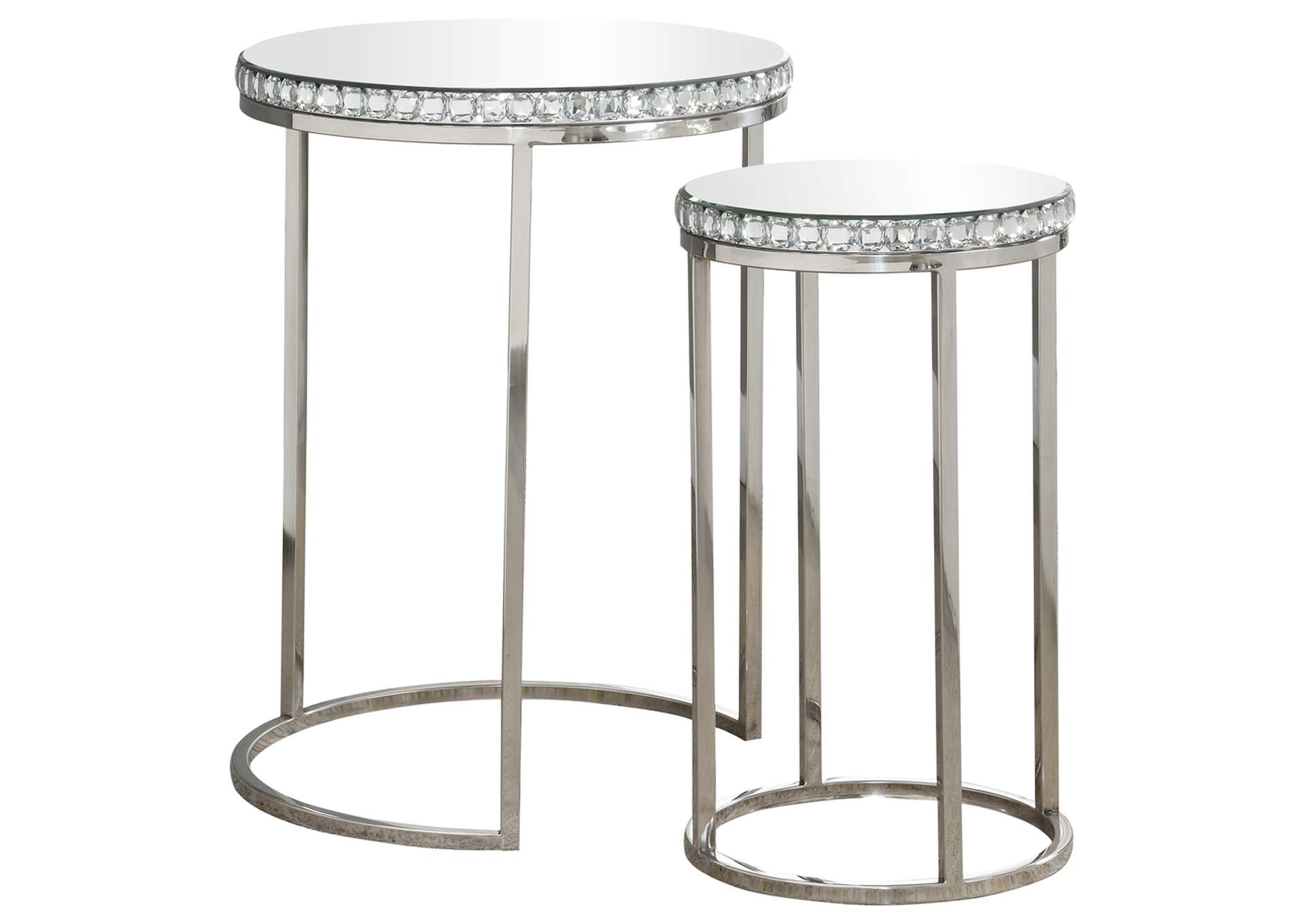 Addison 2-piece Round Nesting Table Silver,Coaster Furniture