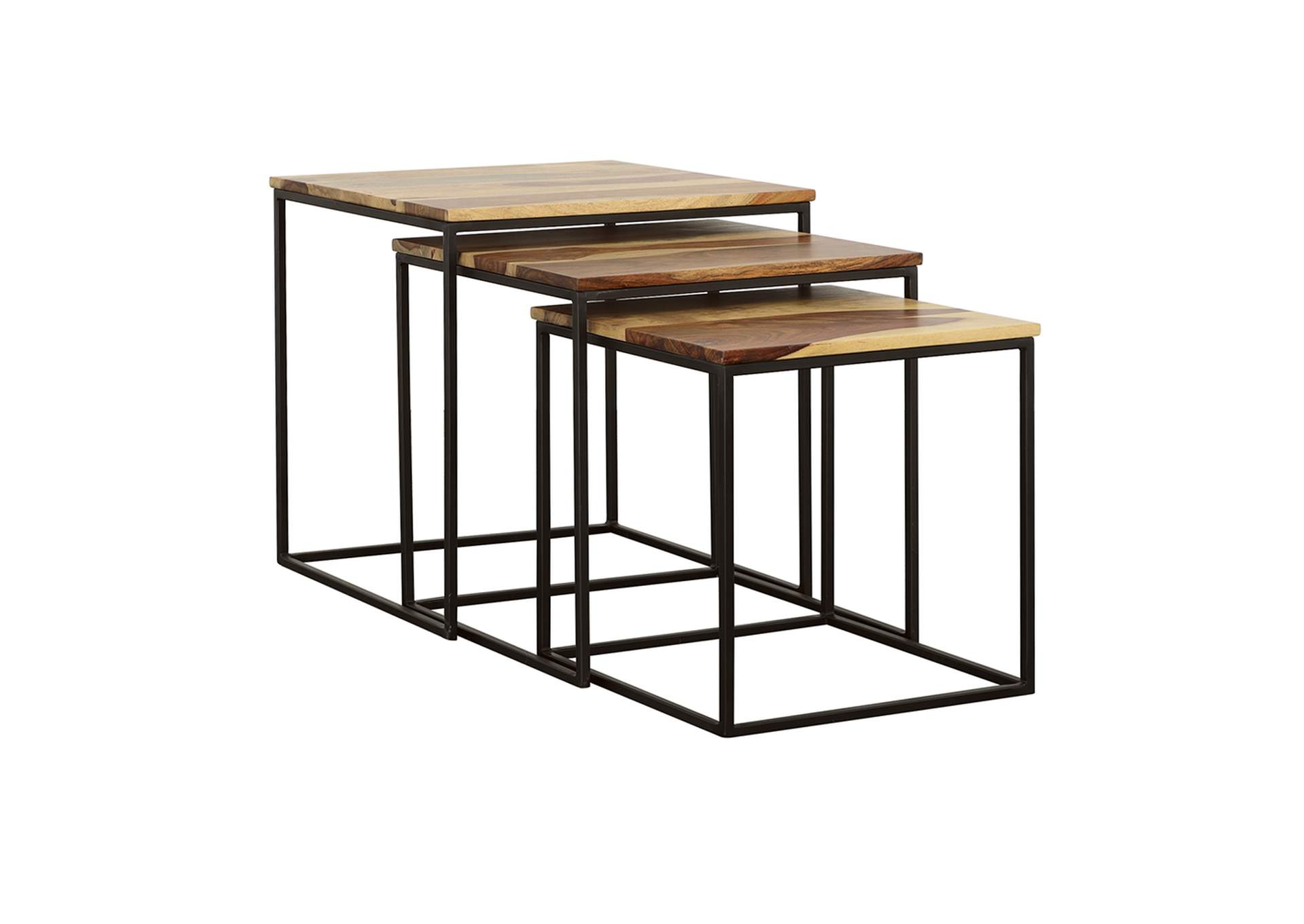 Belcourt 3-piece Square Nesting Tables Natural and Black,Coaster Furniture