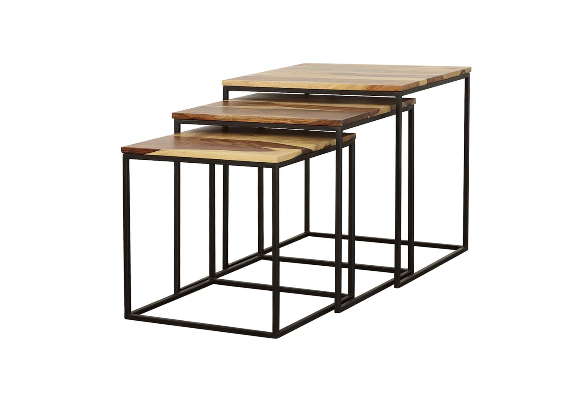 Belcourt 3-piece Square Nesting Tables Natural and Black,Coaster Furniture