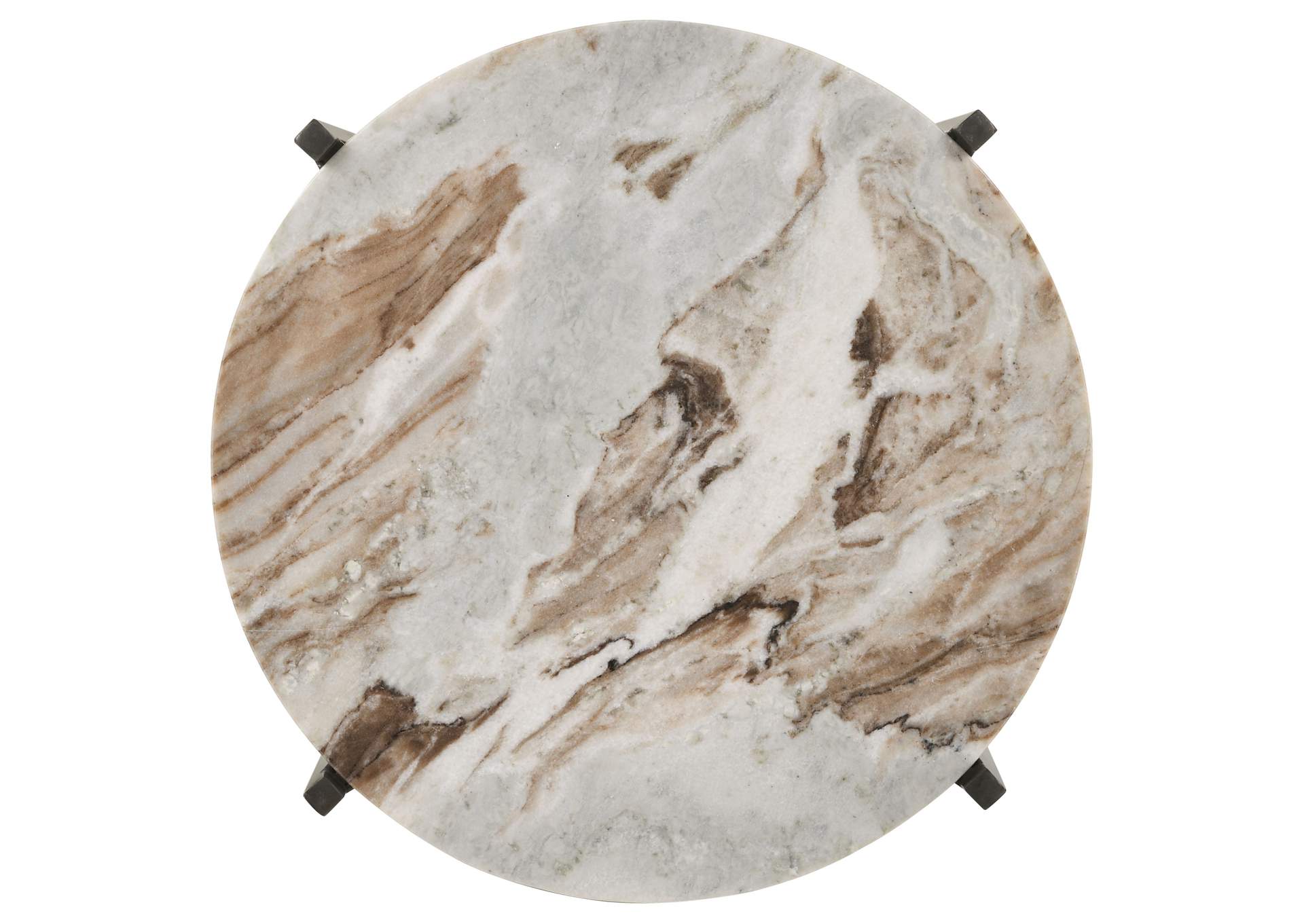 Noemie Round Accent Table with Marble Top White and Gunmetal,Coaster Furniture