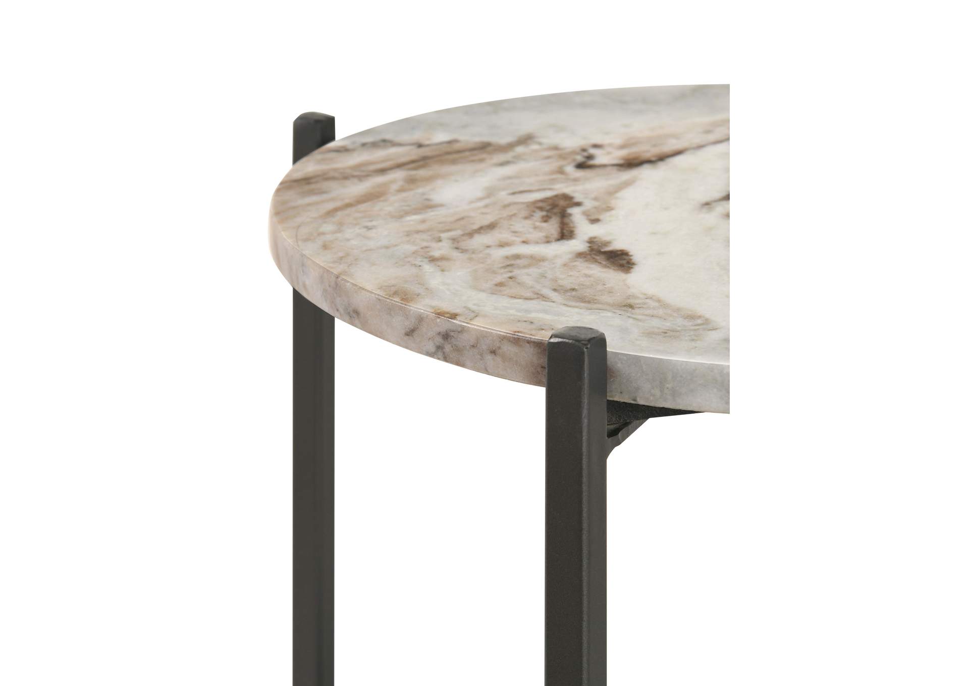 Noemie Round Accent Table with Marble Top White and Gunmetal,Coaster Furniture