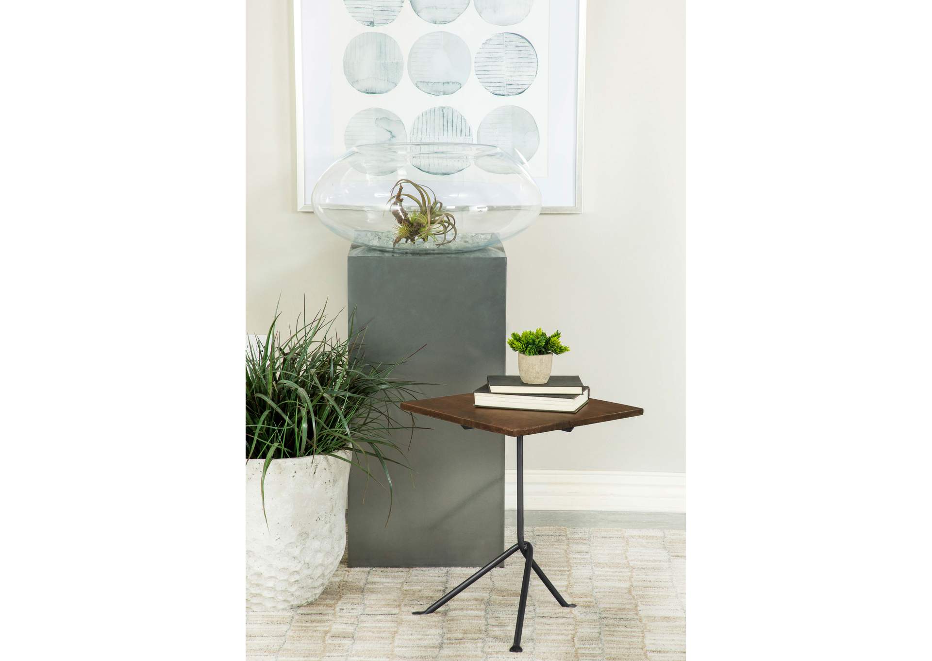 Heitor Square Accent Table with Tripod Legs Dark Brown and Gunmetal,Coaster Furniture