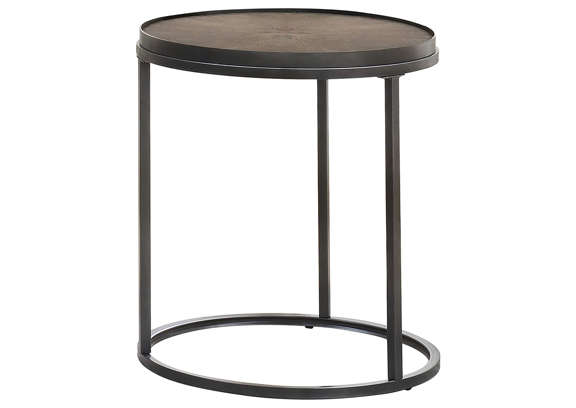 Rodrigo Round End Table Weathered Elm and Gunmetal,Coaster Furniture