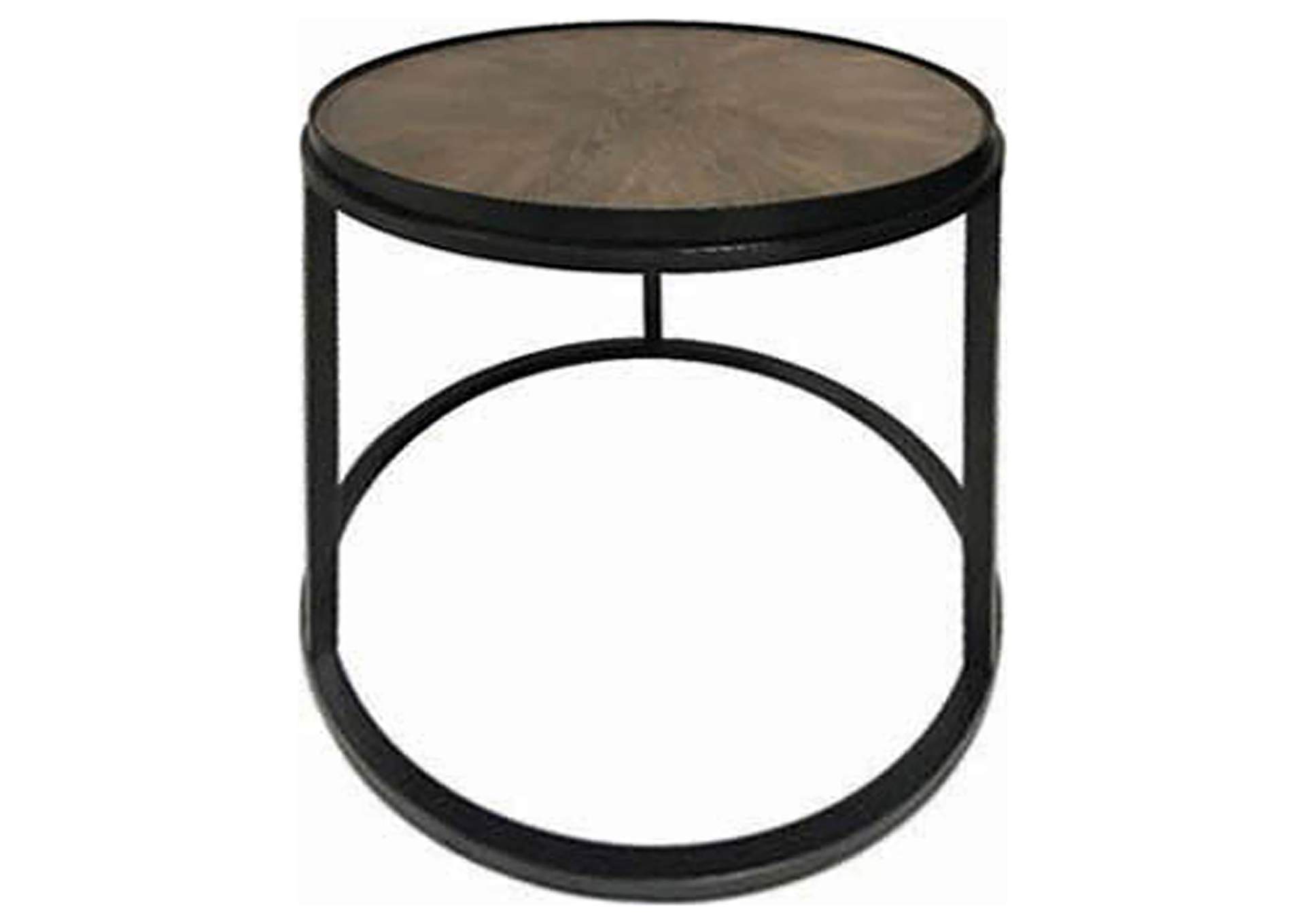 Rodrigo Round End Table Weathered Elm and Gunmetal,Coaster Furniture