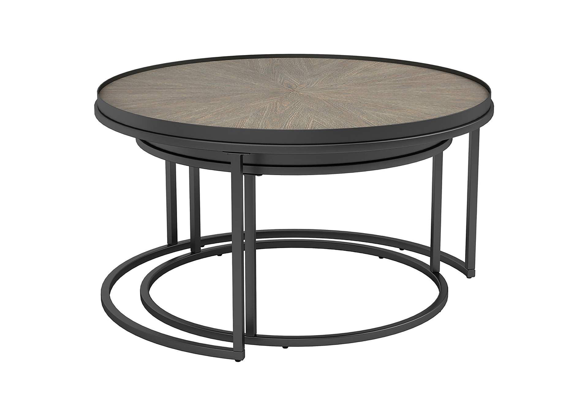 Rodrigo 2-piece Round Nesting Tables Weathered Elm,Coaster Furniture