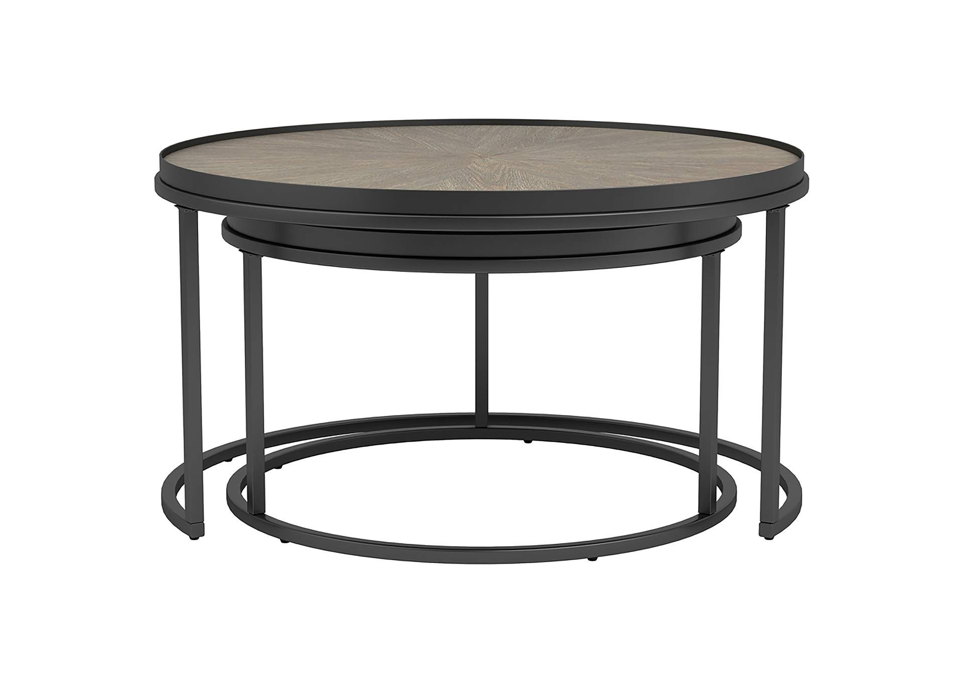 Rodrigo 2-piece Round Nesting Tables Weathered Elm,Coaster Furniture