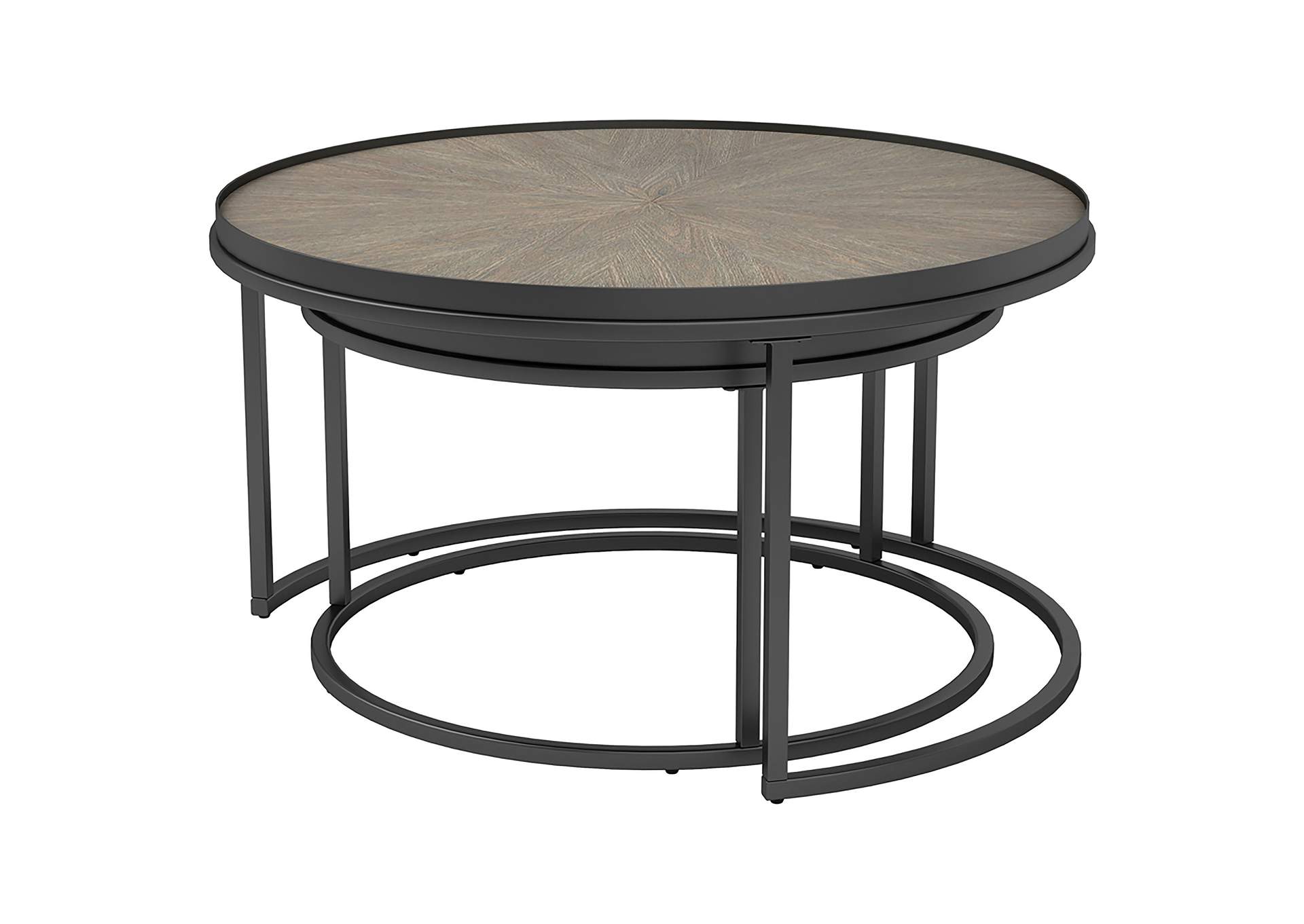 Rodrigo 2-piece Round Nesting Tables Weathered Elm,Coaster Furniture