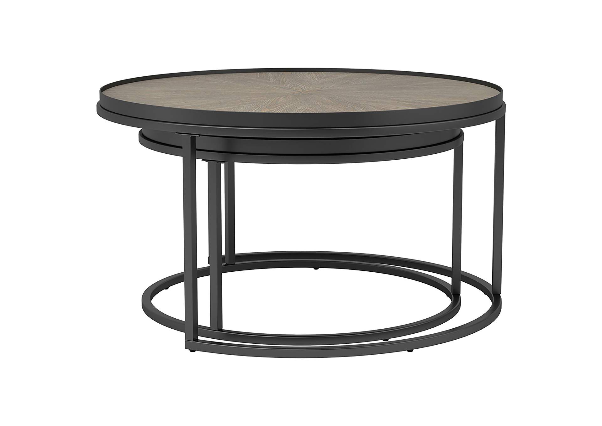 Rodrigo 2-piece Round Nesting Tables Weathered Elm,Coaster Furniture