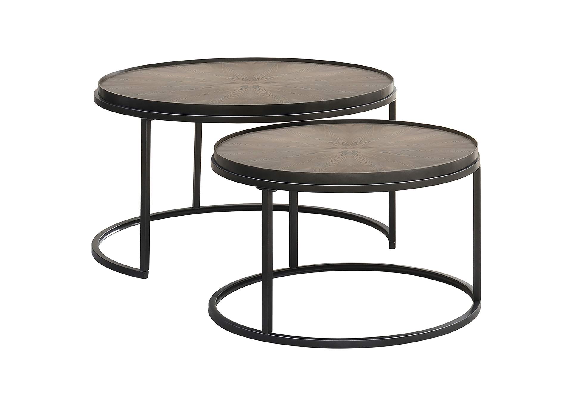 Rodrigo 2-piece Round Nesting Tables Weathered Elm,Coaster Furniture