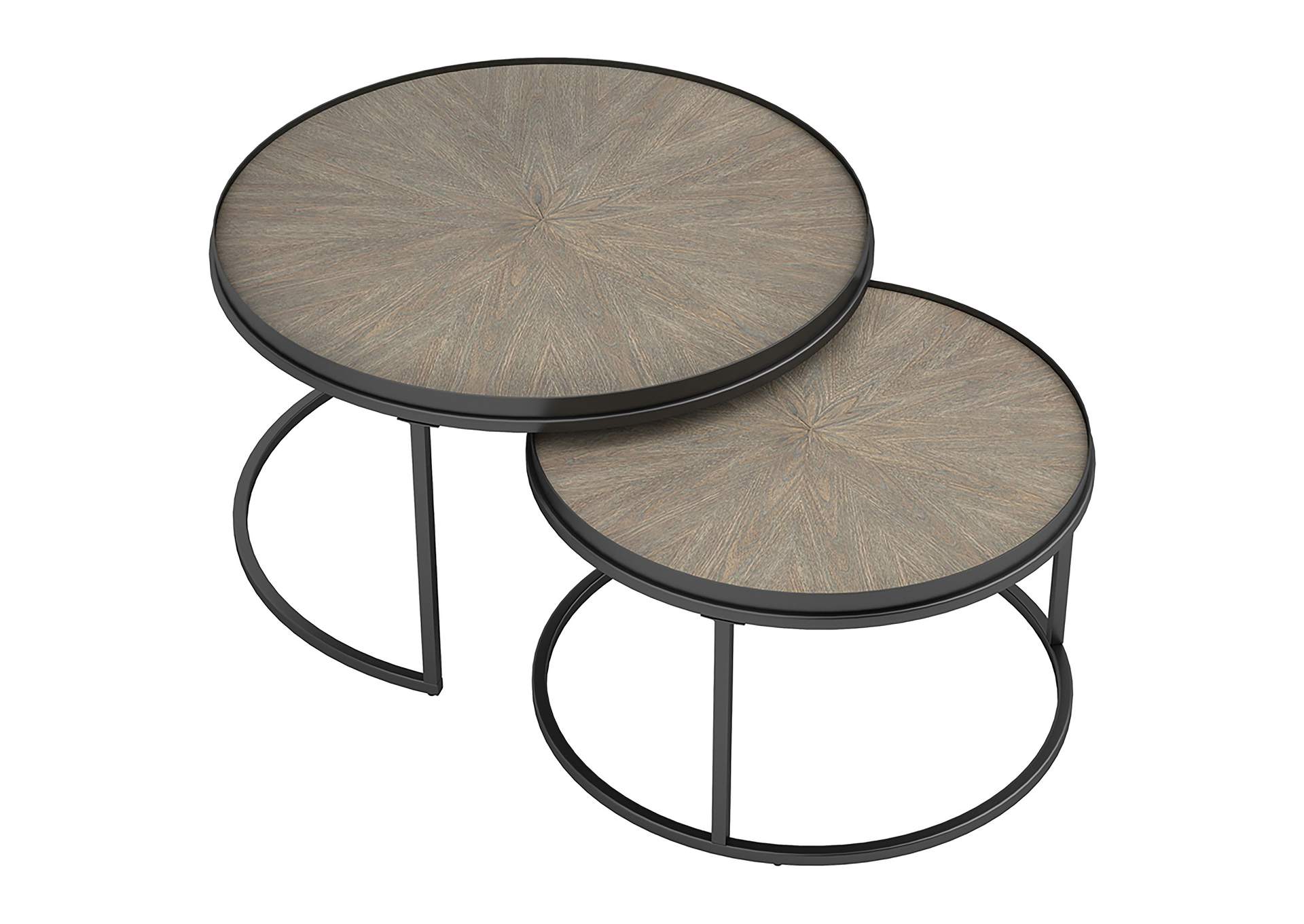 Rodrigo 2-piece Round Nesting Tables Weathered Elm,Coaster Furniture