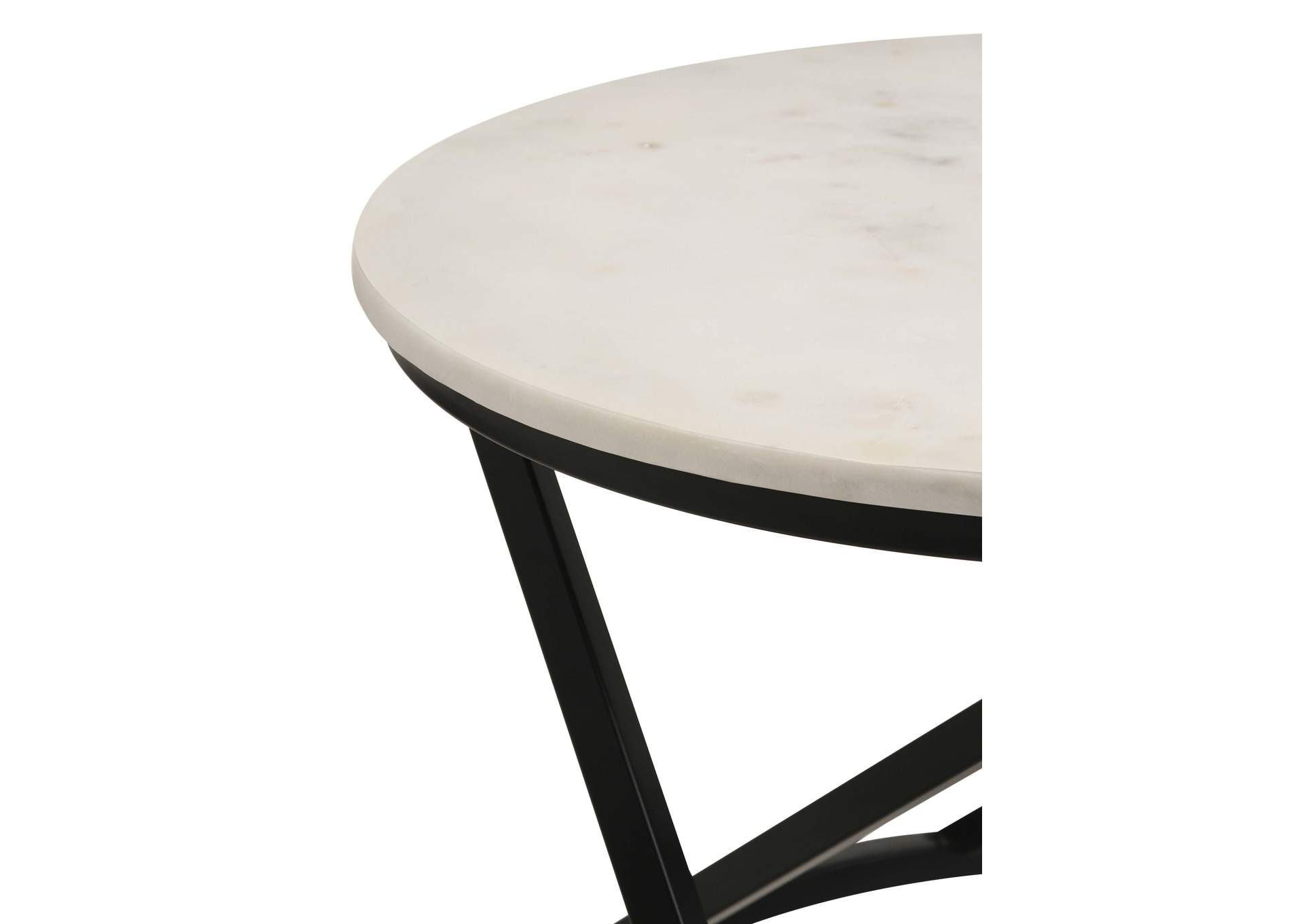Miguel Round Accent Table with Marble Top White and Black,Coaster Furniture