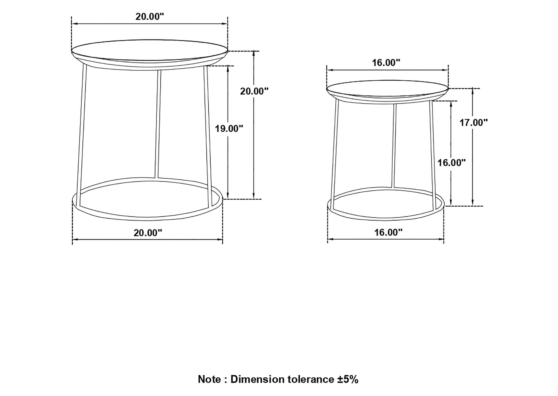 Loannis 2-piece Round Nesting Table Matte Black,Coaster Furniture