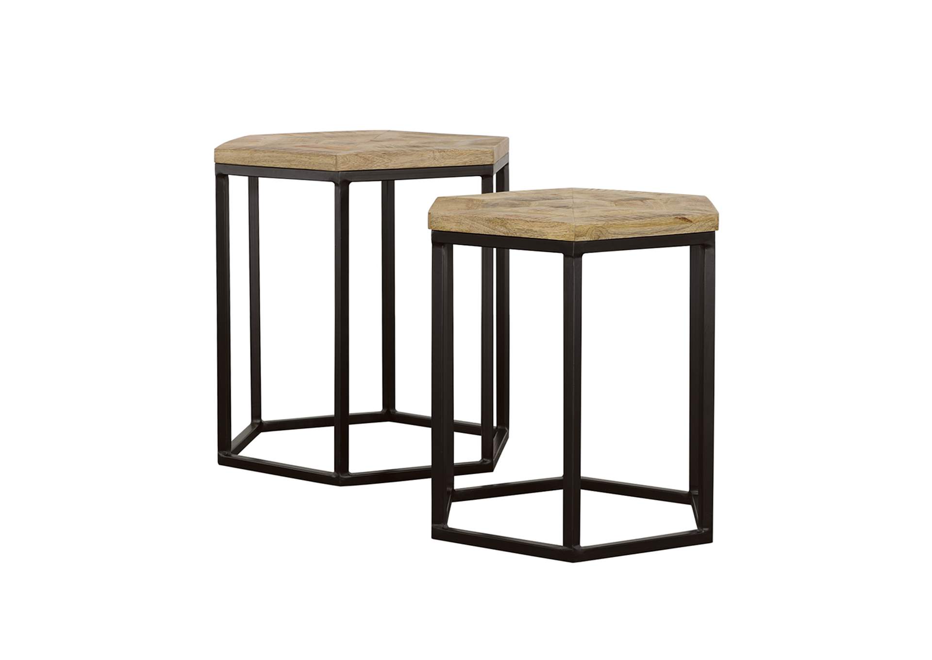 Adger 2-piece Hexagon Nesting Tables Natural and Black,Coaster Furniture