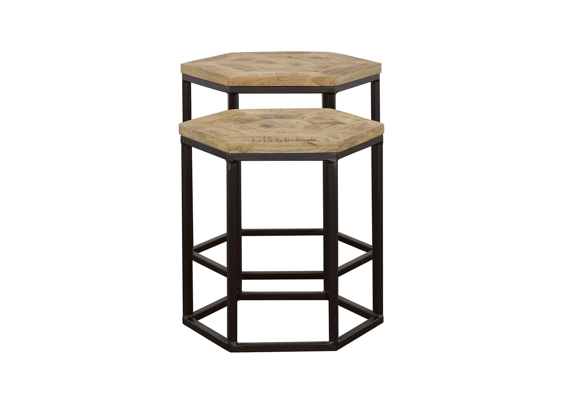 Adger 2-piece Hexagon Nesting Tables Natural and Black,Coaster Furniture