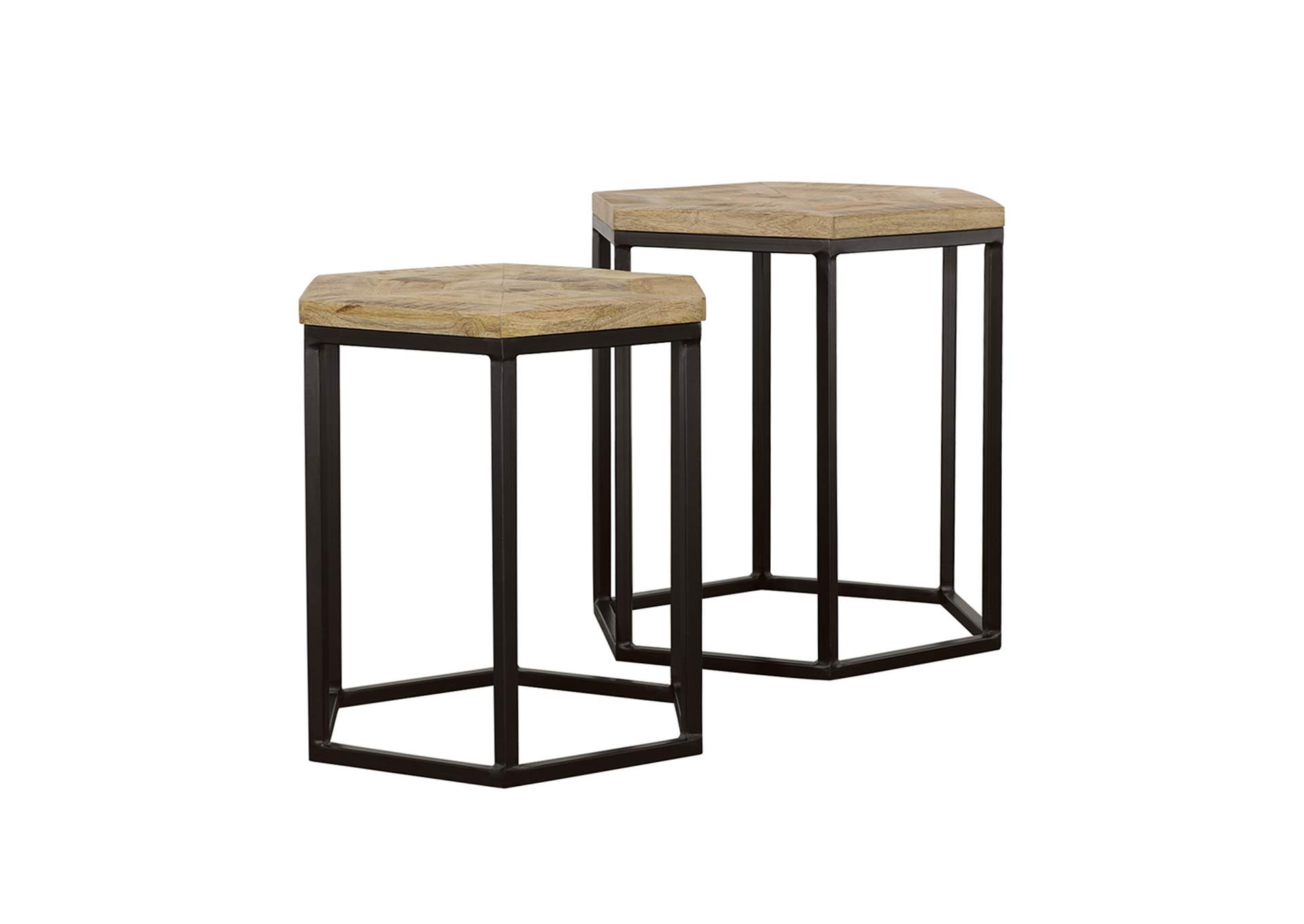 Adger 2-piece Hexagon Nesting Tables Natural and Black,Coaster Furniture