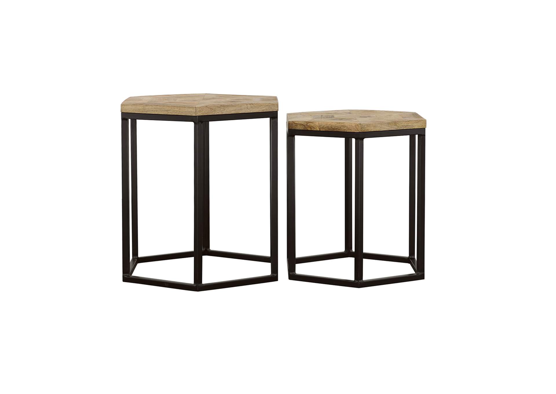 Adger 2-piece Hexagon Nesting Tables Natural and Black,Coaster Furniture