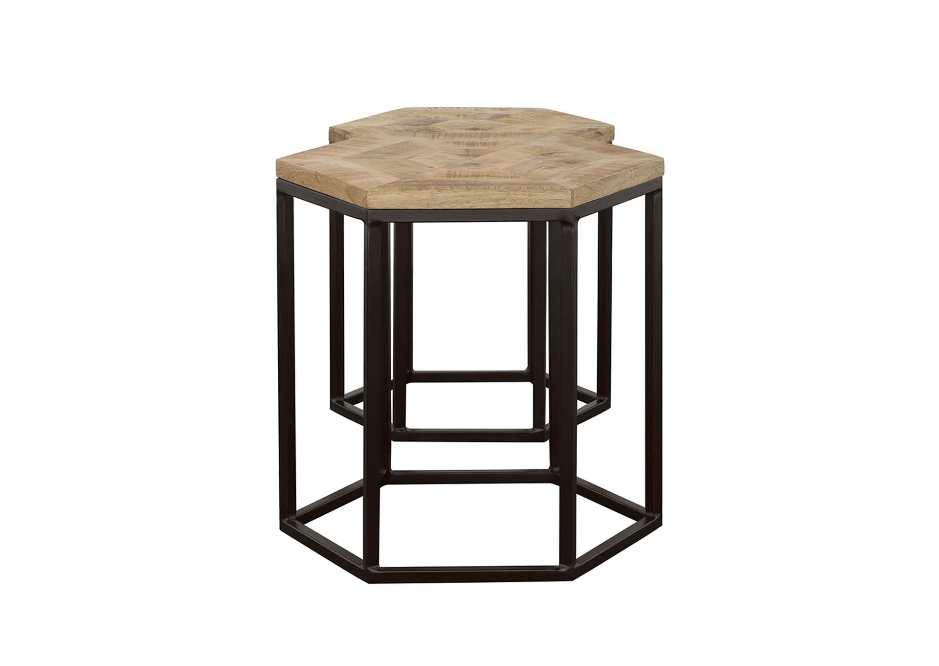 Adger 2-piece Hexagon Nesting Tables Natural and Black,Coaster Furniture