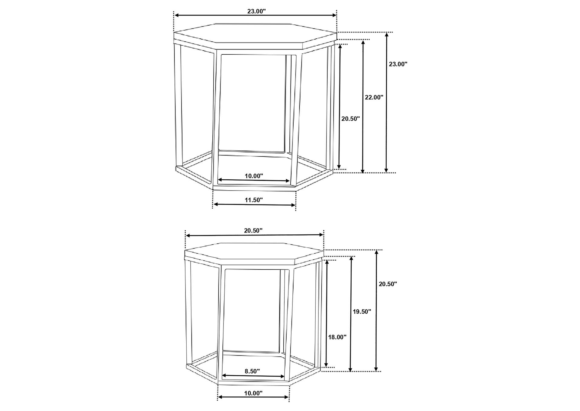 Adger 2-piece Hexagon Nesting Tables Natural and Black,Coaster Furniture