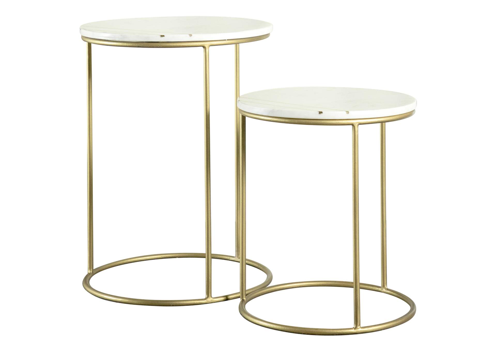 Vivienne 2-piece Round Marble Top Nesting Tables White and Gold,Coaster Furniture