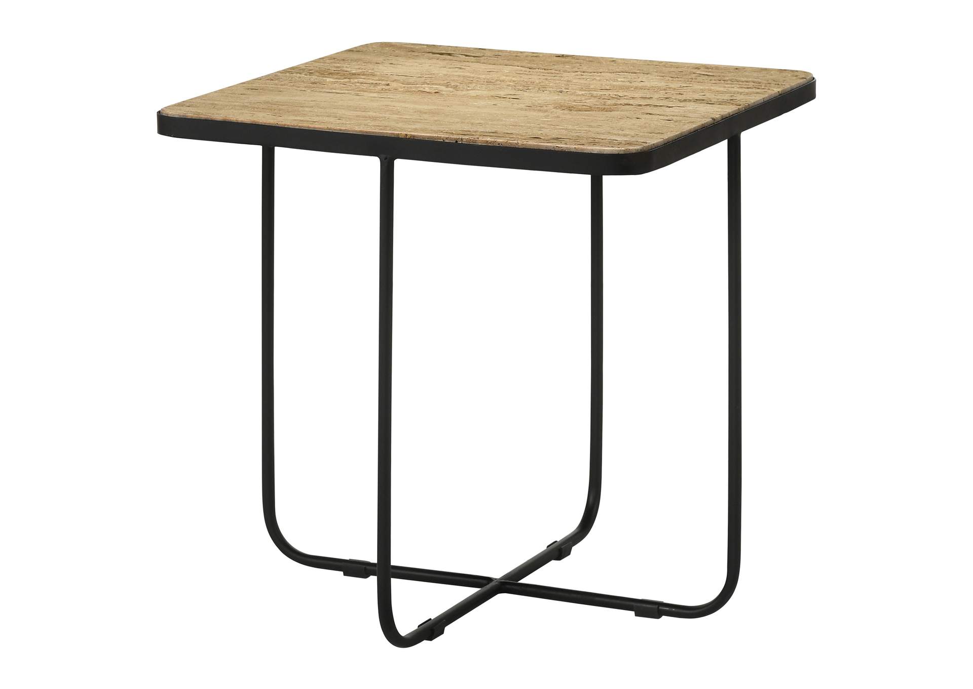 Elyna Square Accent Table Travertine and Black,Coaster Furniture