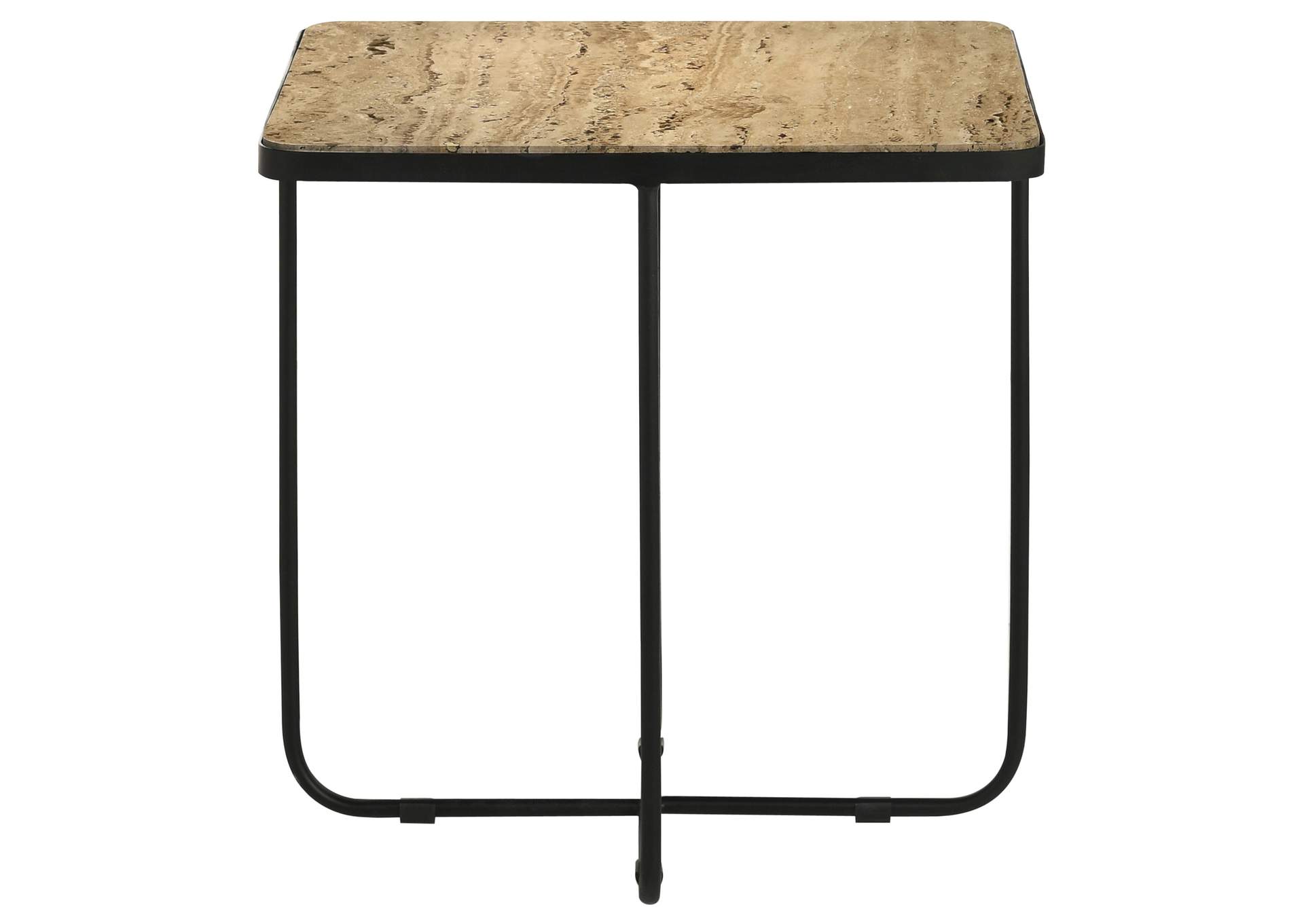 Elyna Square Accent Table Travertine and Black,Coaster Furniture
