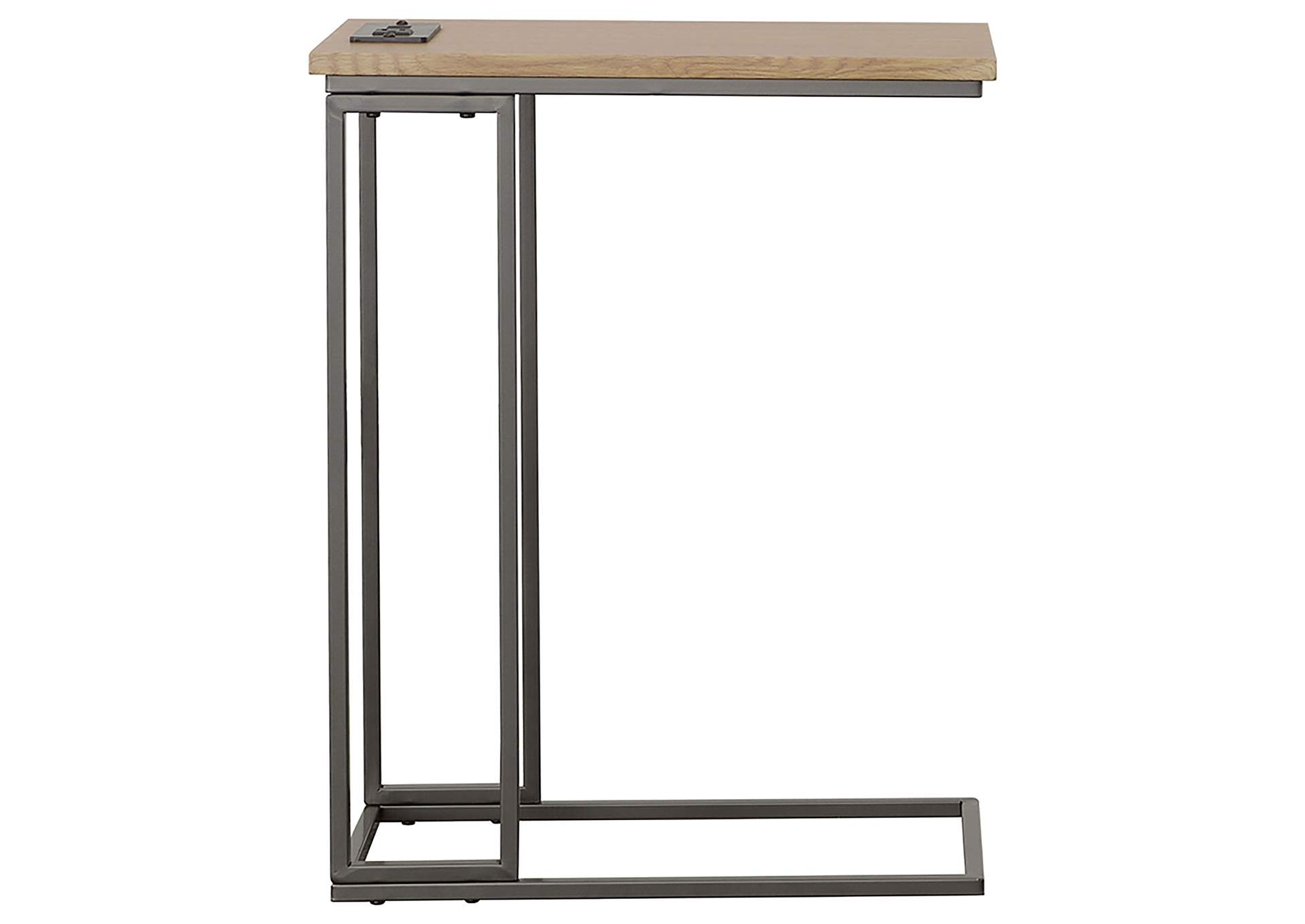 Rudy Snack Table with Power Outlet Gunmetal and Natural,Coaster Furniture
