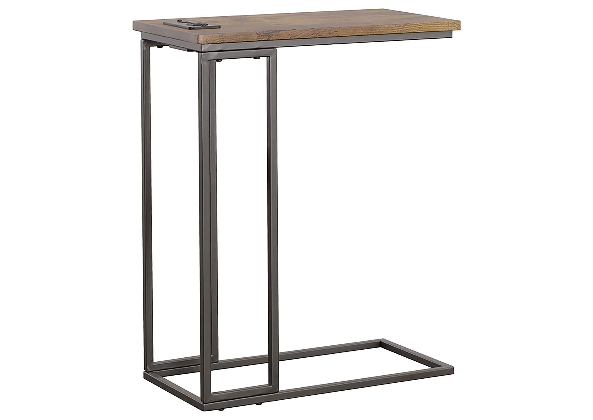 Rudy Snack Table with Power Outlet Gunmetal and Antique Brown,Coaster Furniture