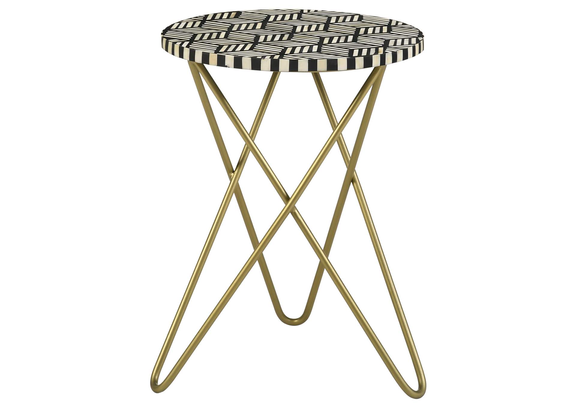Xenia Round Accent Table with Hairpin Legs Black and White,Coaster Furniture