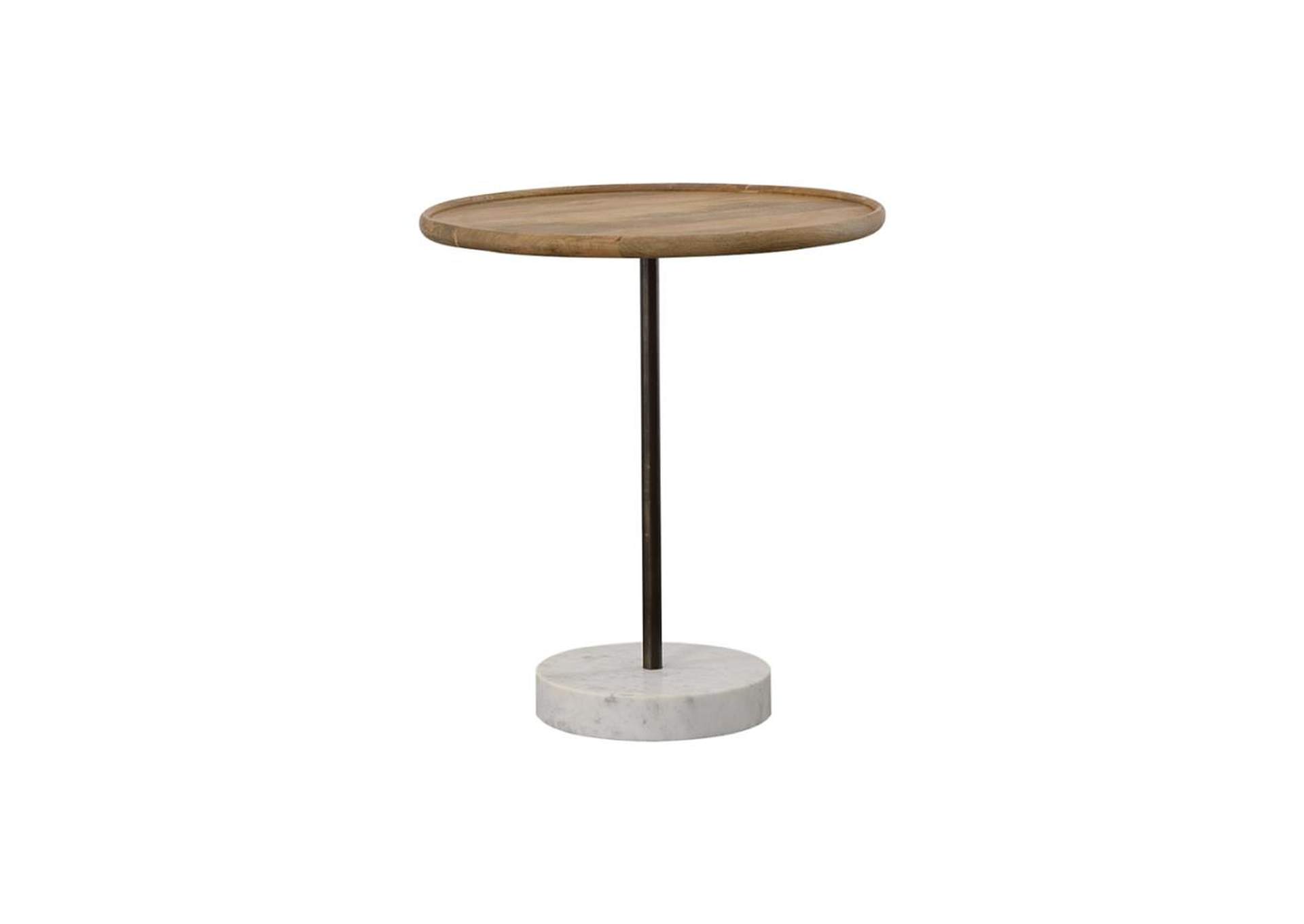 Ginevra Round Wooden Top Accent Table Natural And White,Coaster Furniture