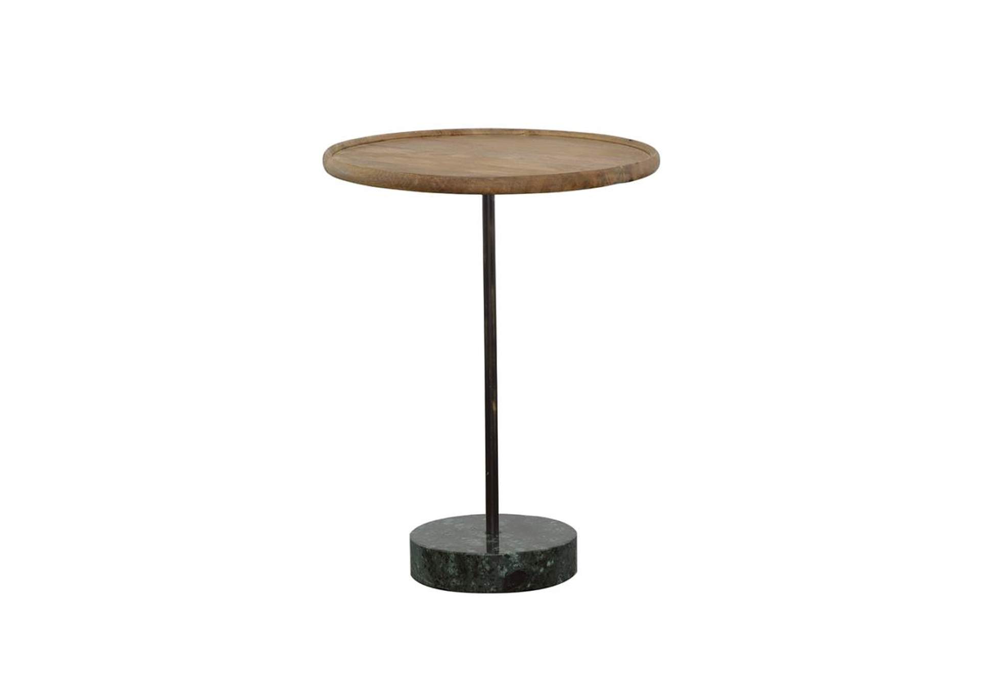 Ginevra Round Marble Base Accent Table Natural And Green,Coaster Furniture