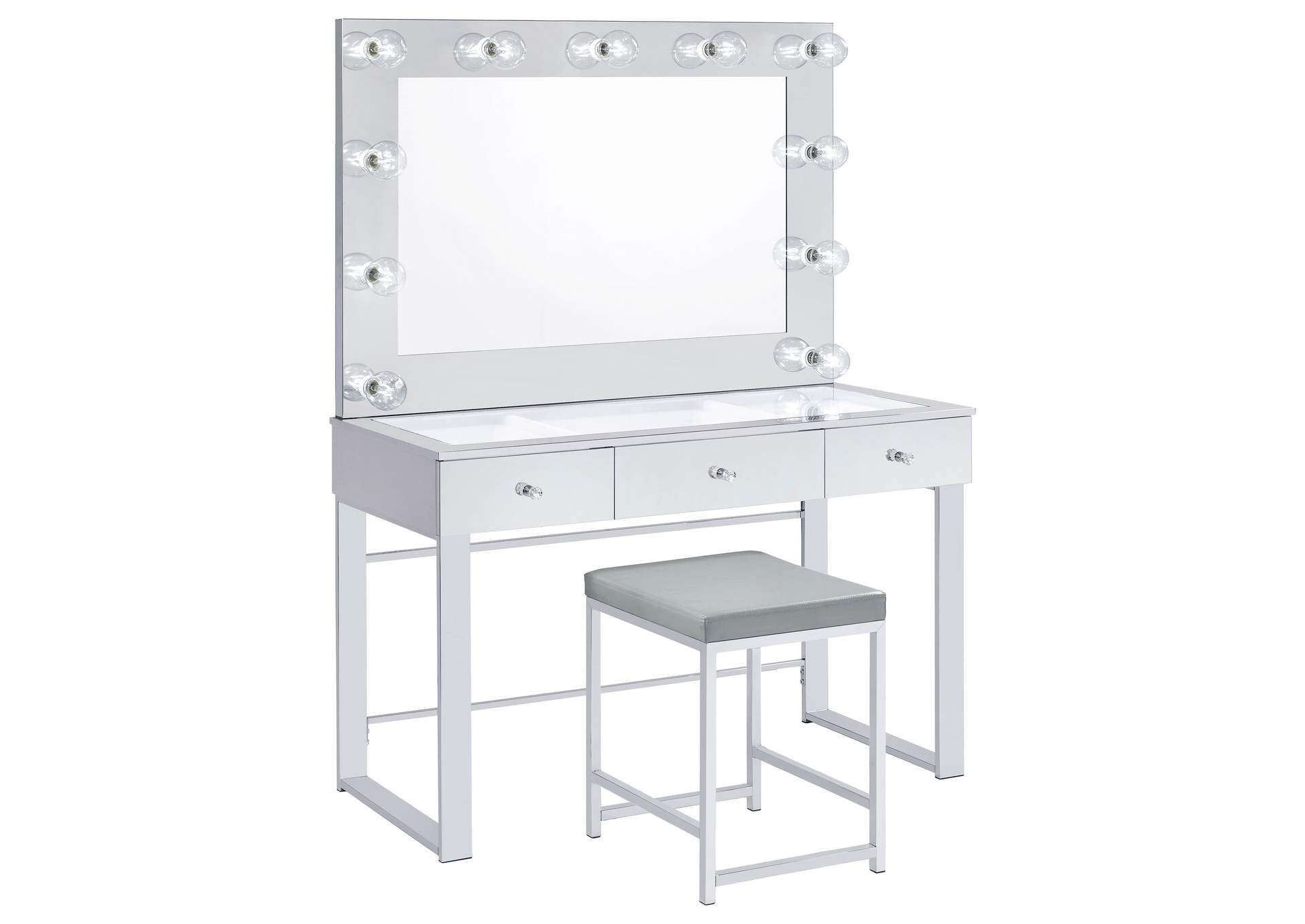 Umbridge 3-drawer Vanity with Lighting Chrome and White,Coaster Furniture