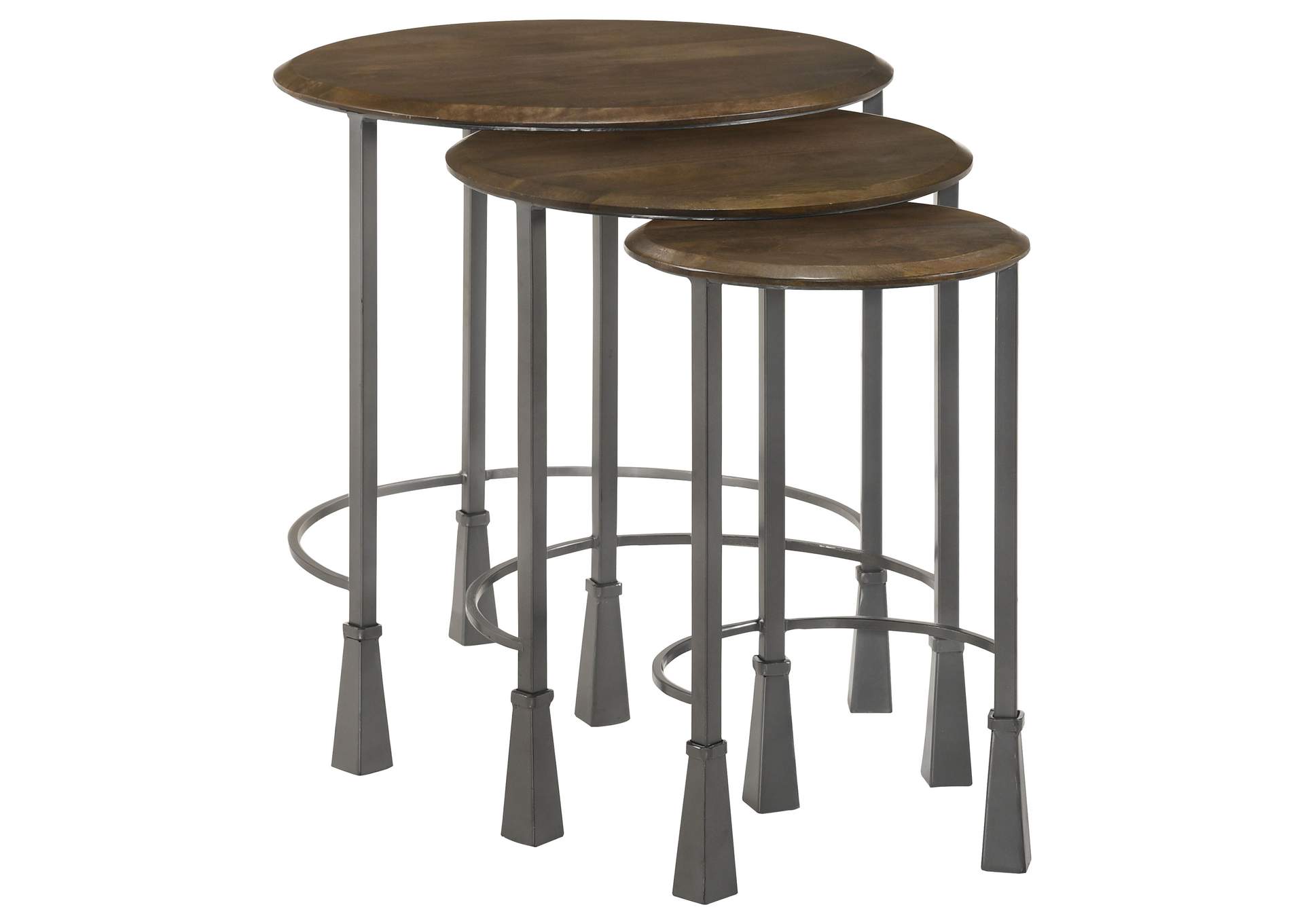 Deja 3-piece Round Nesting Table Natural and Gunmetal,Coaster Furniture