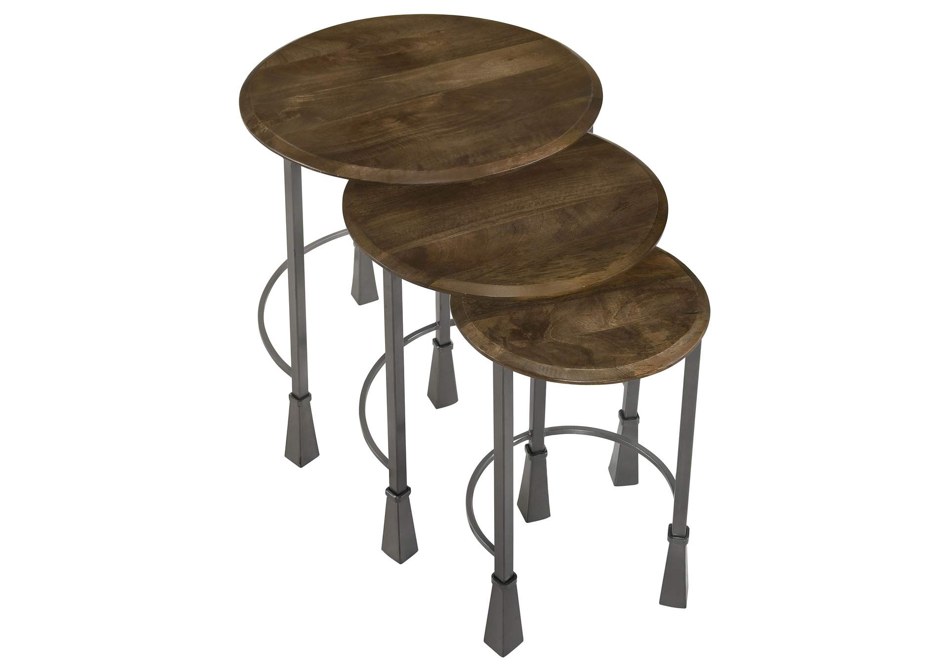 Deja 3-piece Round Nesting Table Natural and Gunmetal,Coaster Furniture