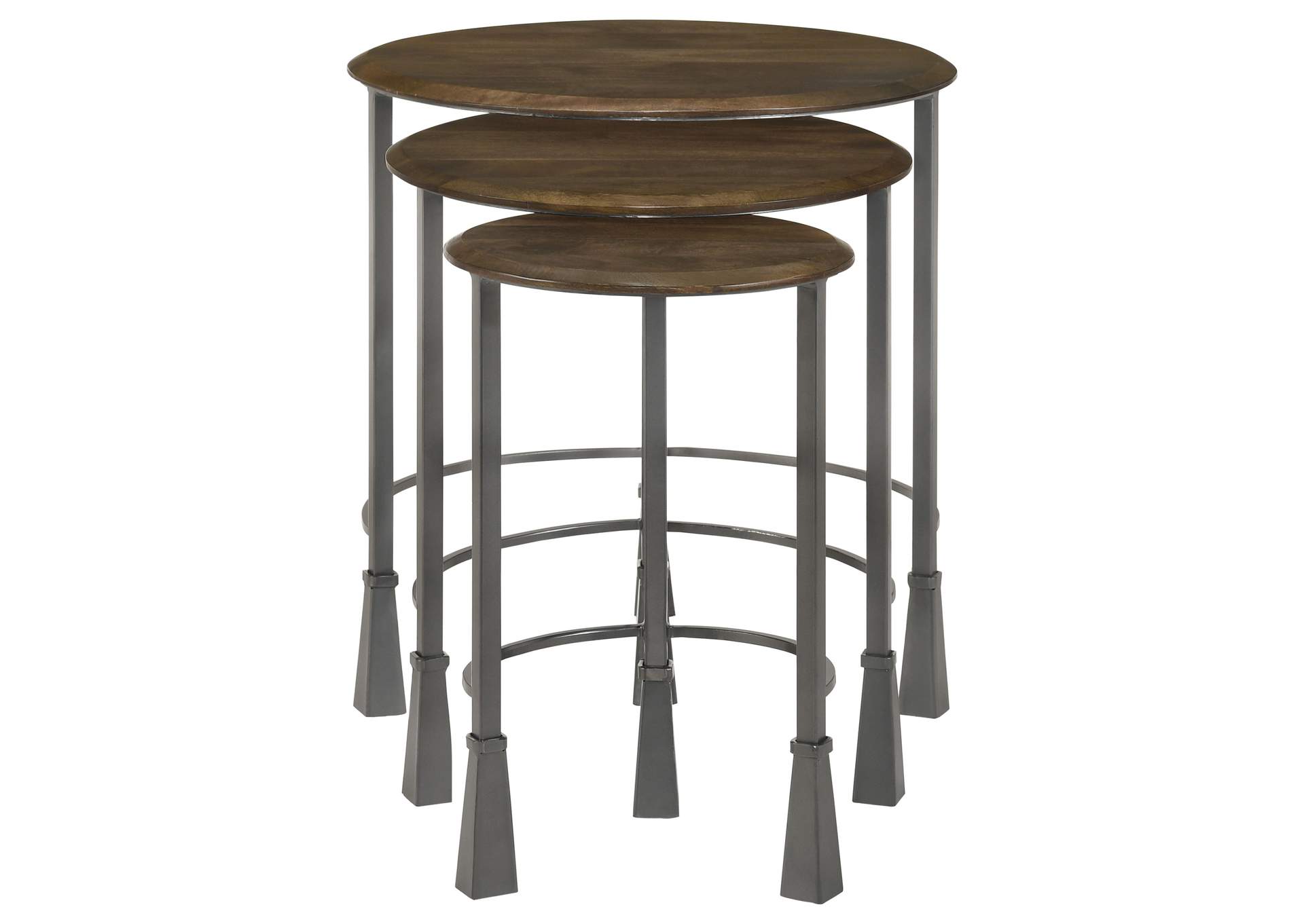 Deja 3-piece Round Nesting Table Natural and Gunmetal,Coaster Furniture